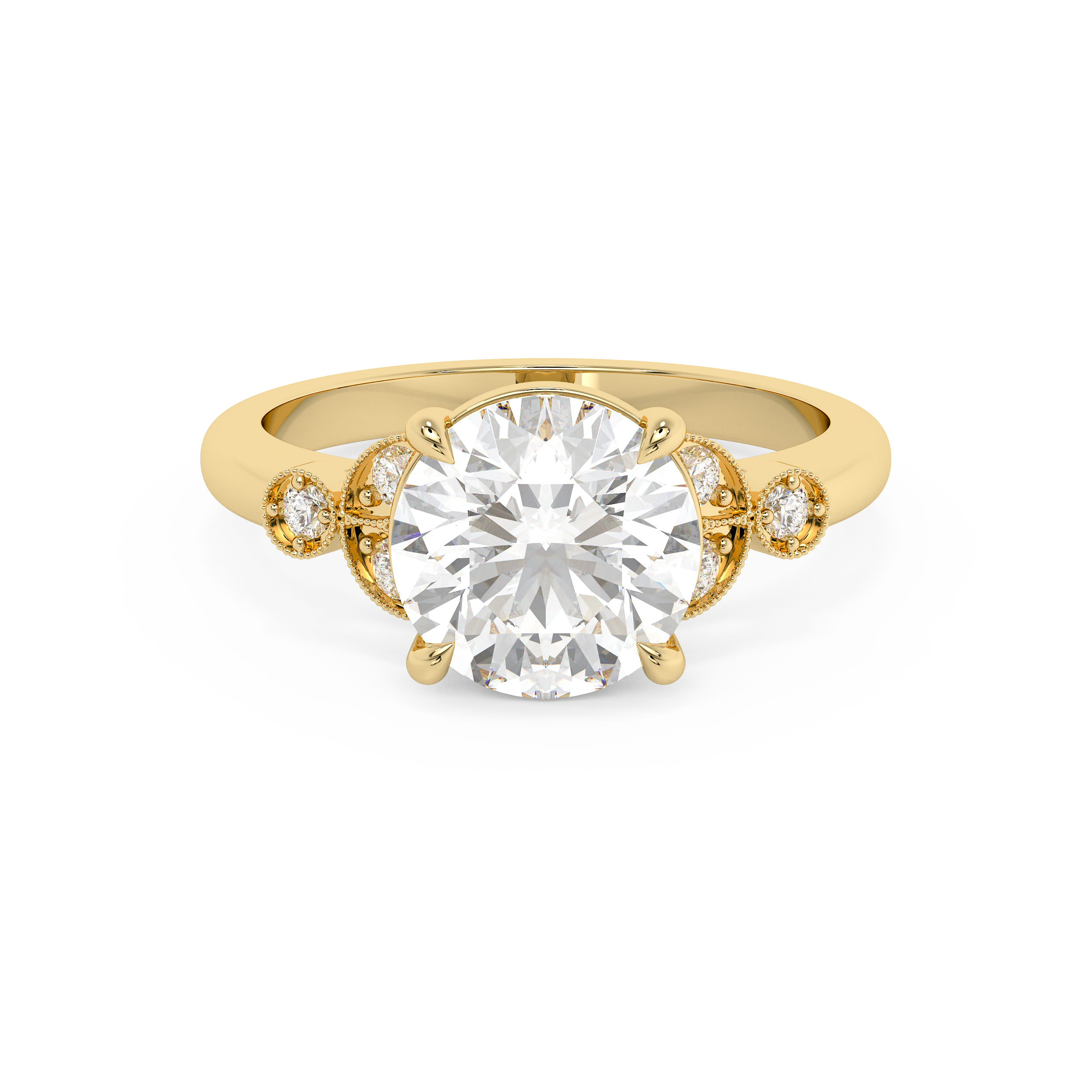Round Vintage Art Deco Lab Grown Diamond Engagement Ring
