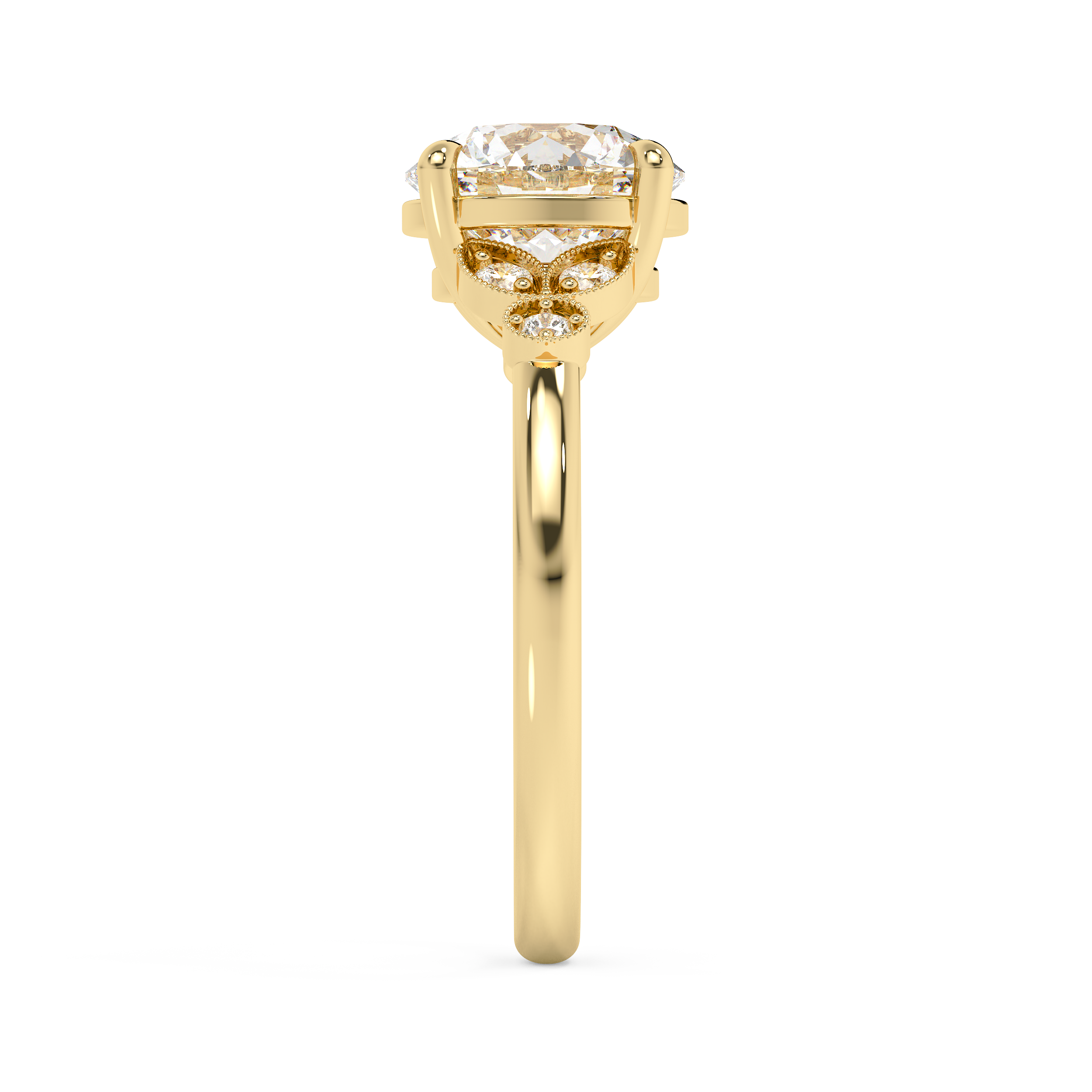 Round Vintage Art Deco Lab Grown Diamond Engagement Ring