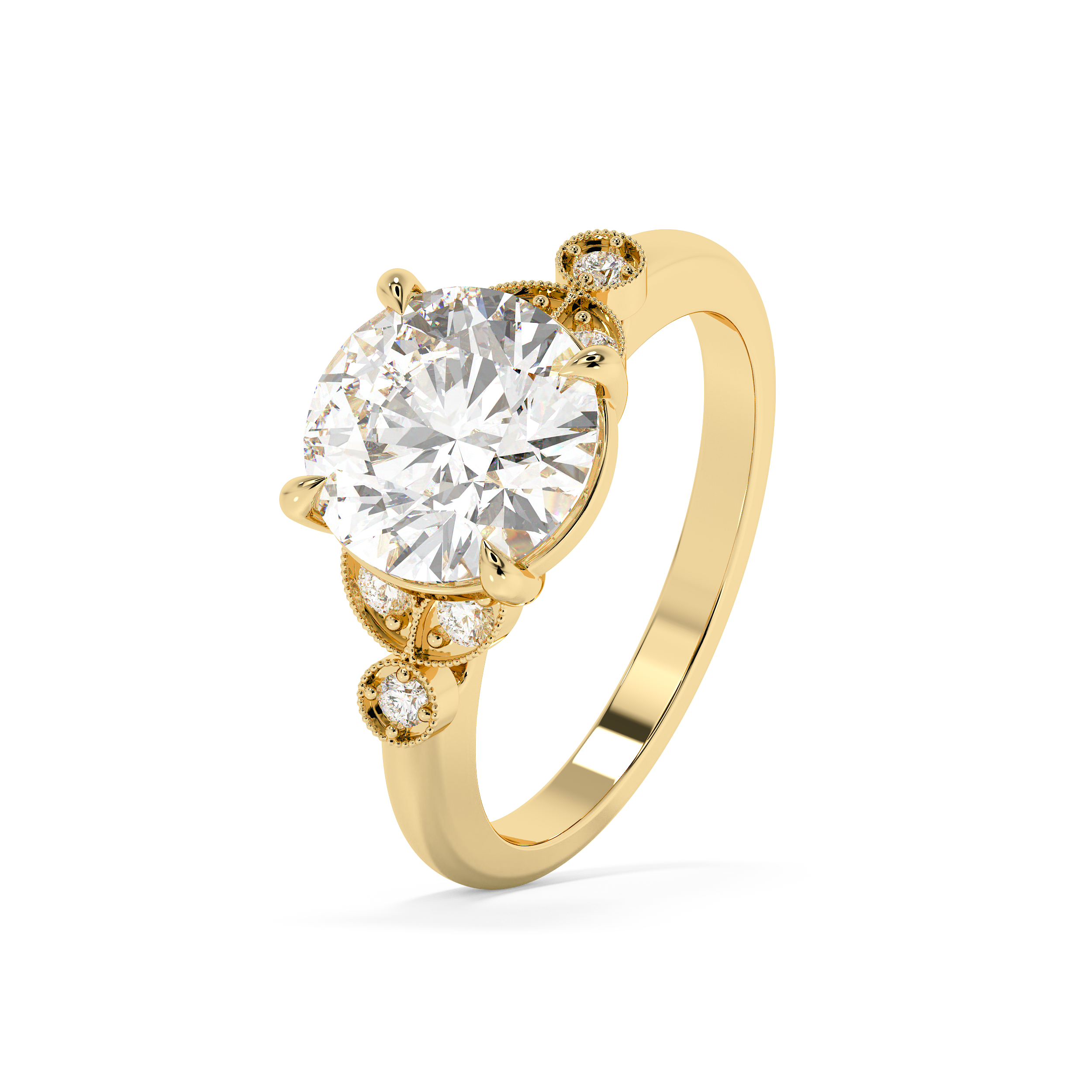 Round Vintage Art Deco Lab Grown Diamond Engagement Ring