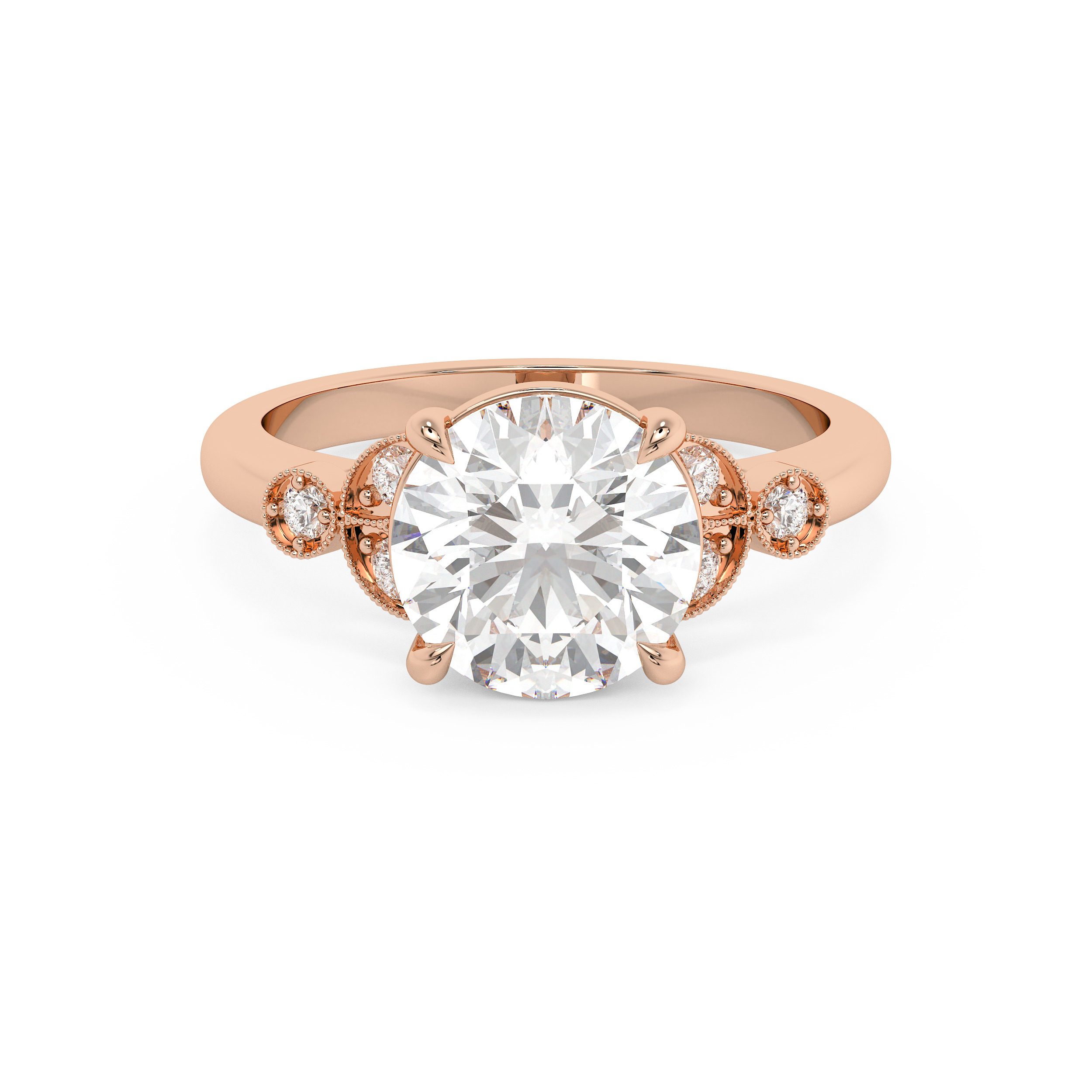 Round Vintage Art Deco Lab Grown Diamond Engagement Ring