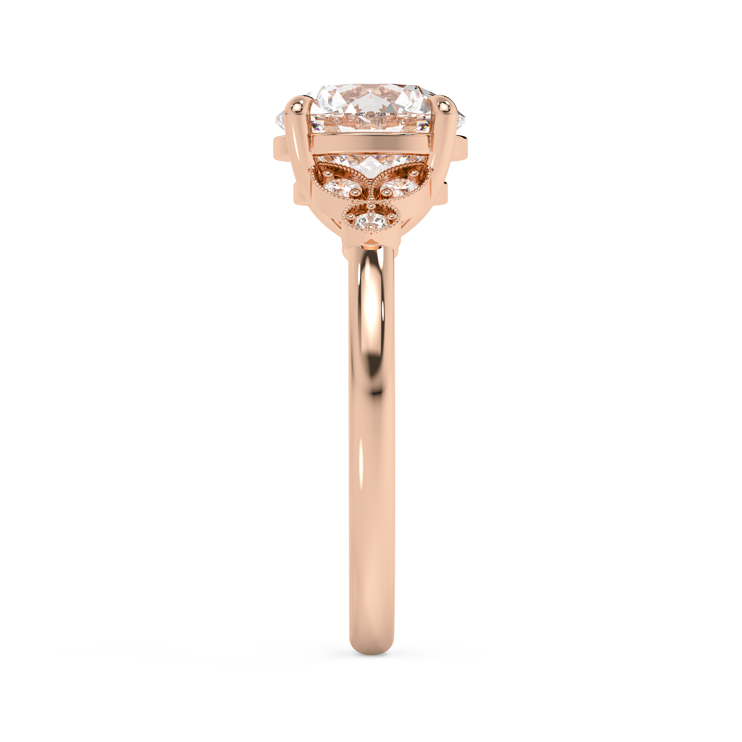 Round Vintage Art Deco Lab Grown Diamond Engagement Ring