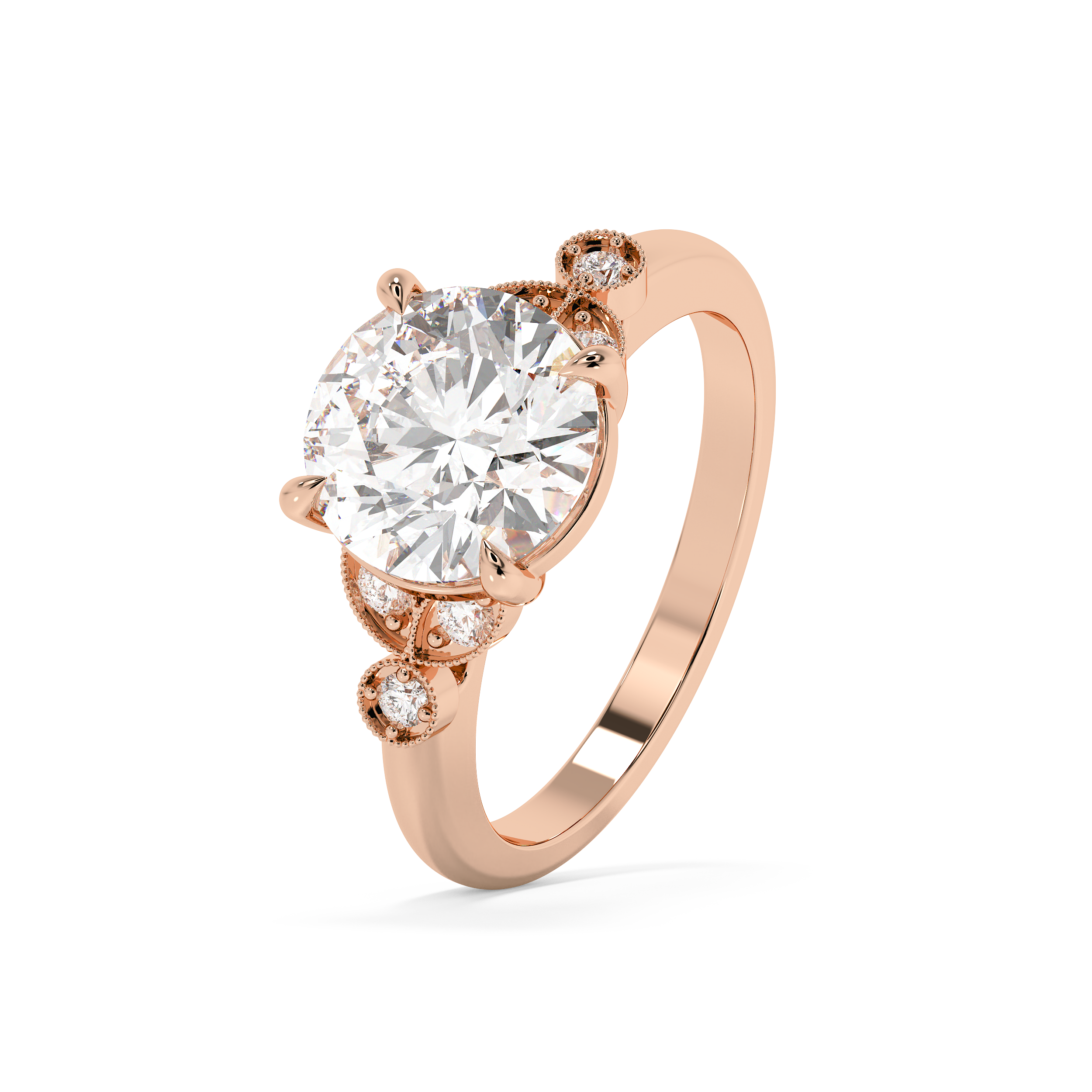 Round Vintage Art Deco Lab Grown Diamond Engagement Ring
