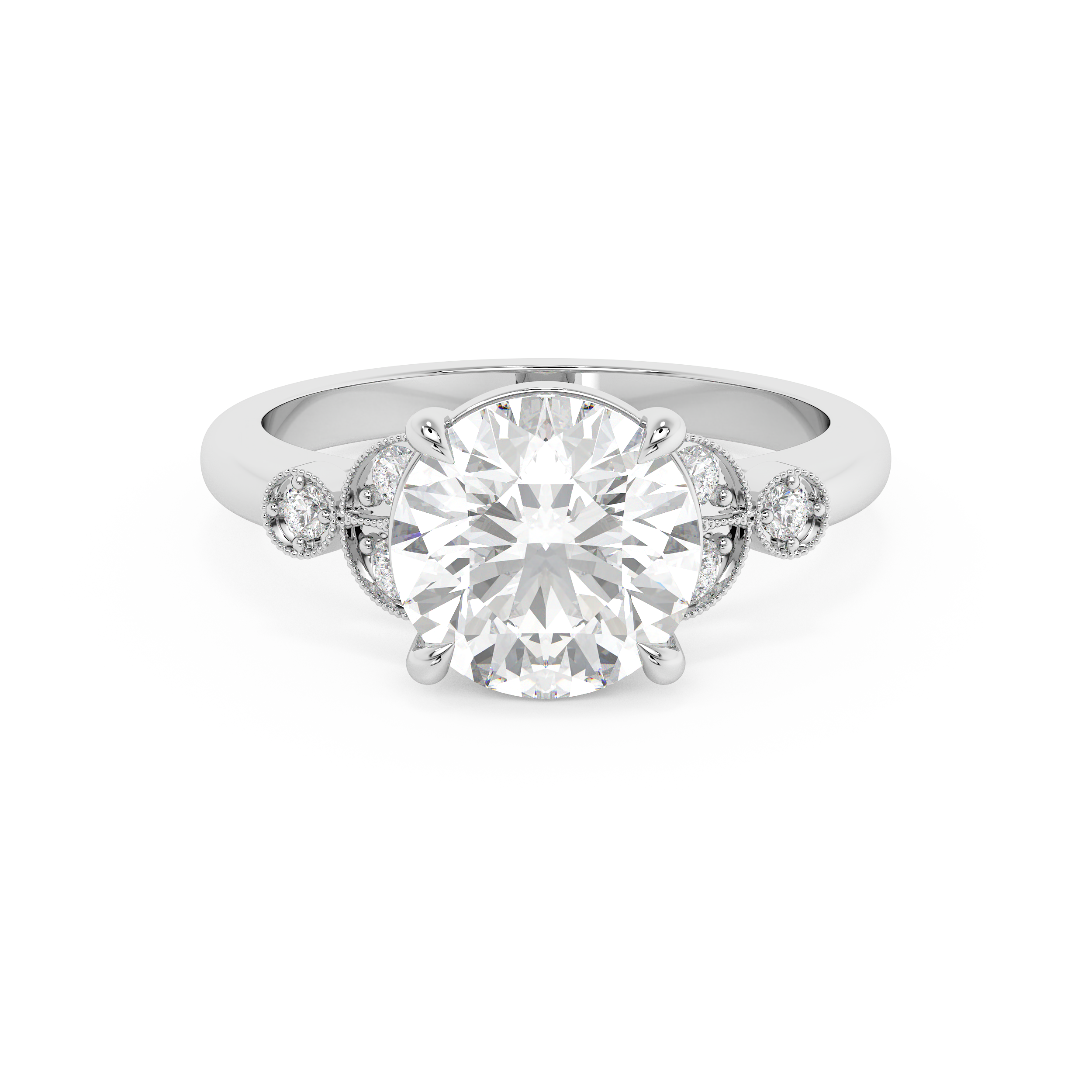 Round Vintage Art Deco Lab Grown Diamond Engagement Ring
