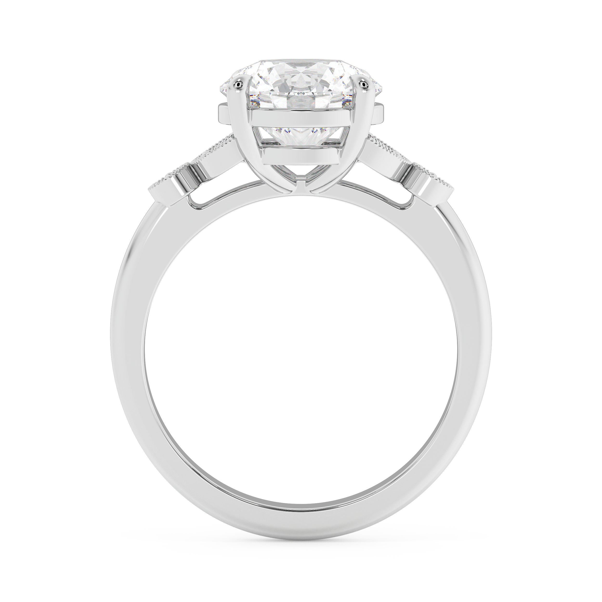 Round Vintage Art Deco Lab Grown Diamond Engagement Ring