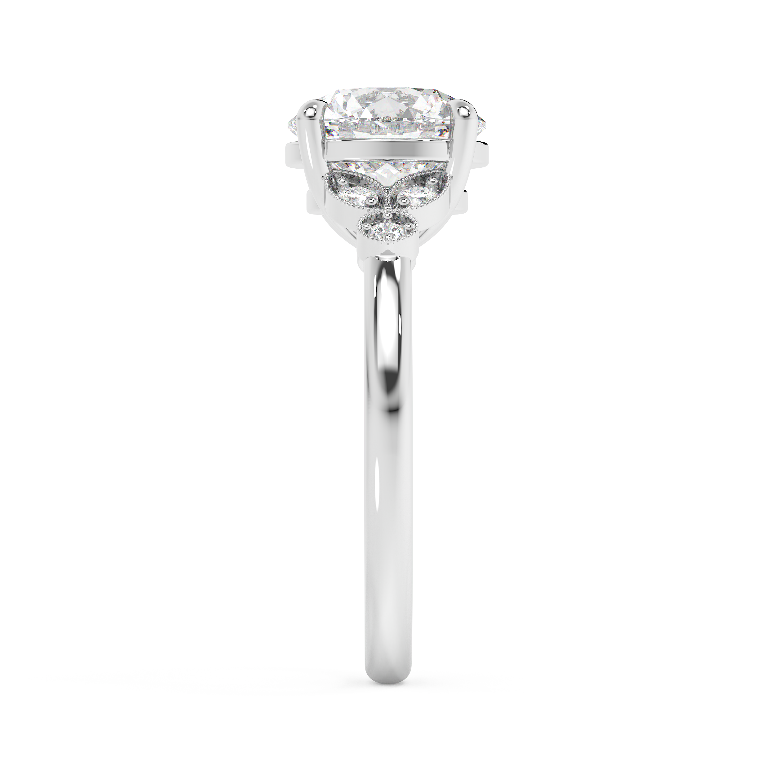 Round Vintage Art Deco Lab Grown Diamond Engagement Ring