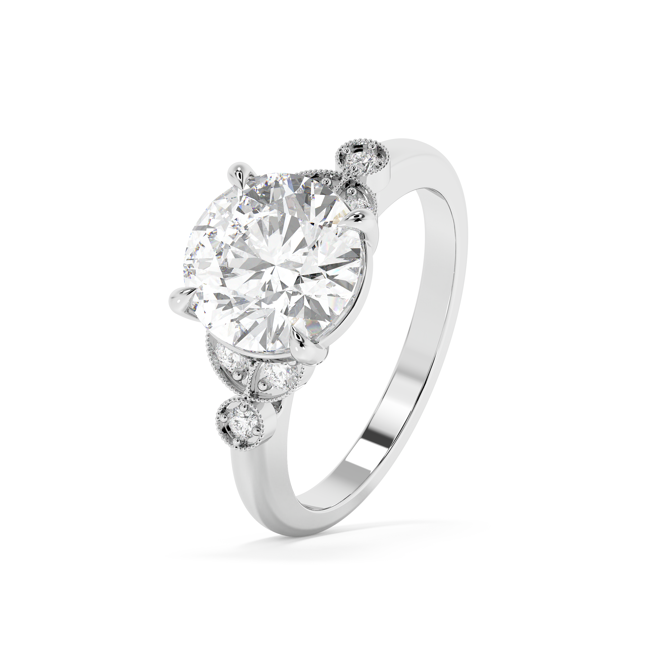 Round Vintage Art Deco Lab Grown Diamond Engagement Ring