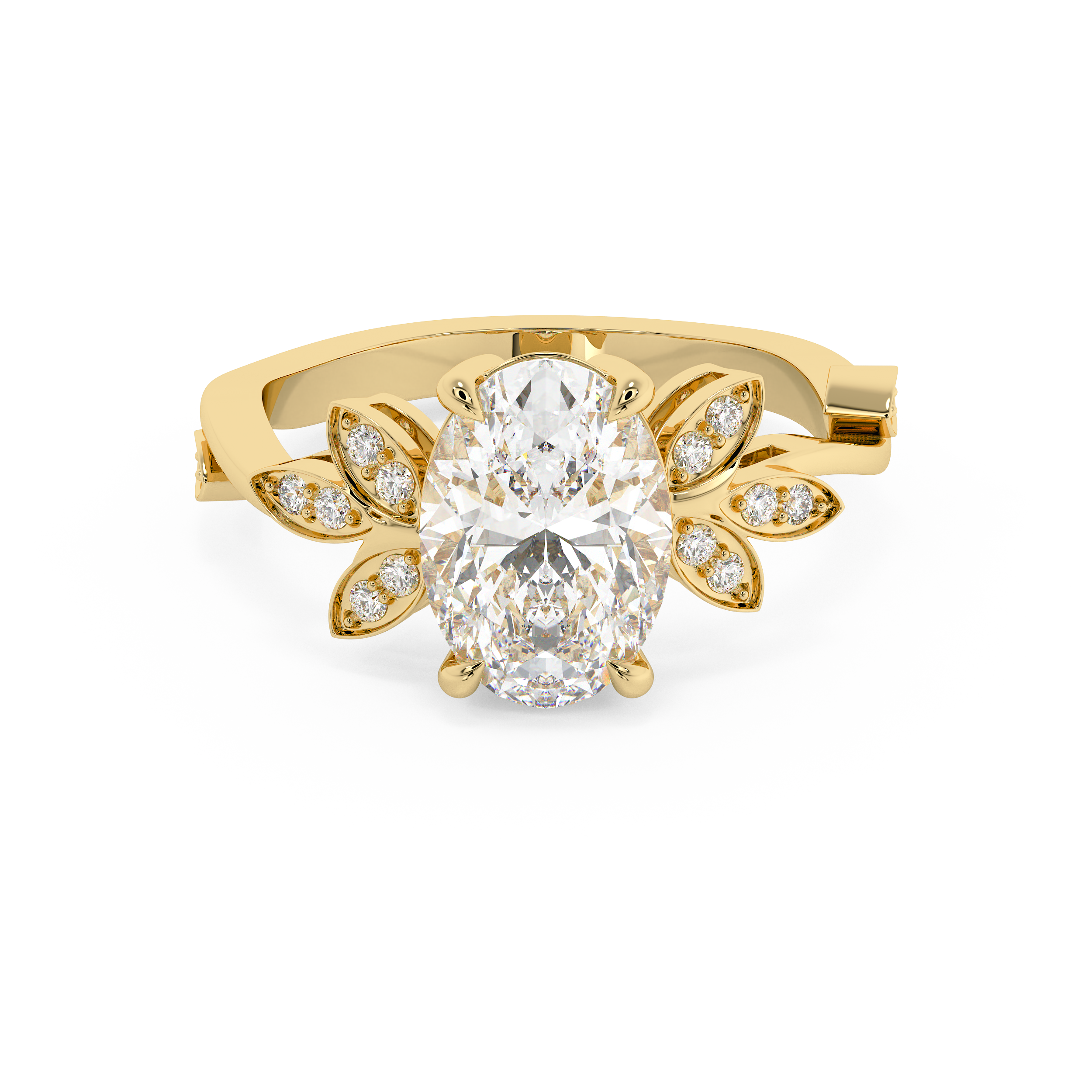 Oval Nature Inspired Lab Grown Diamond Engagement Ring