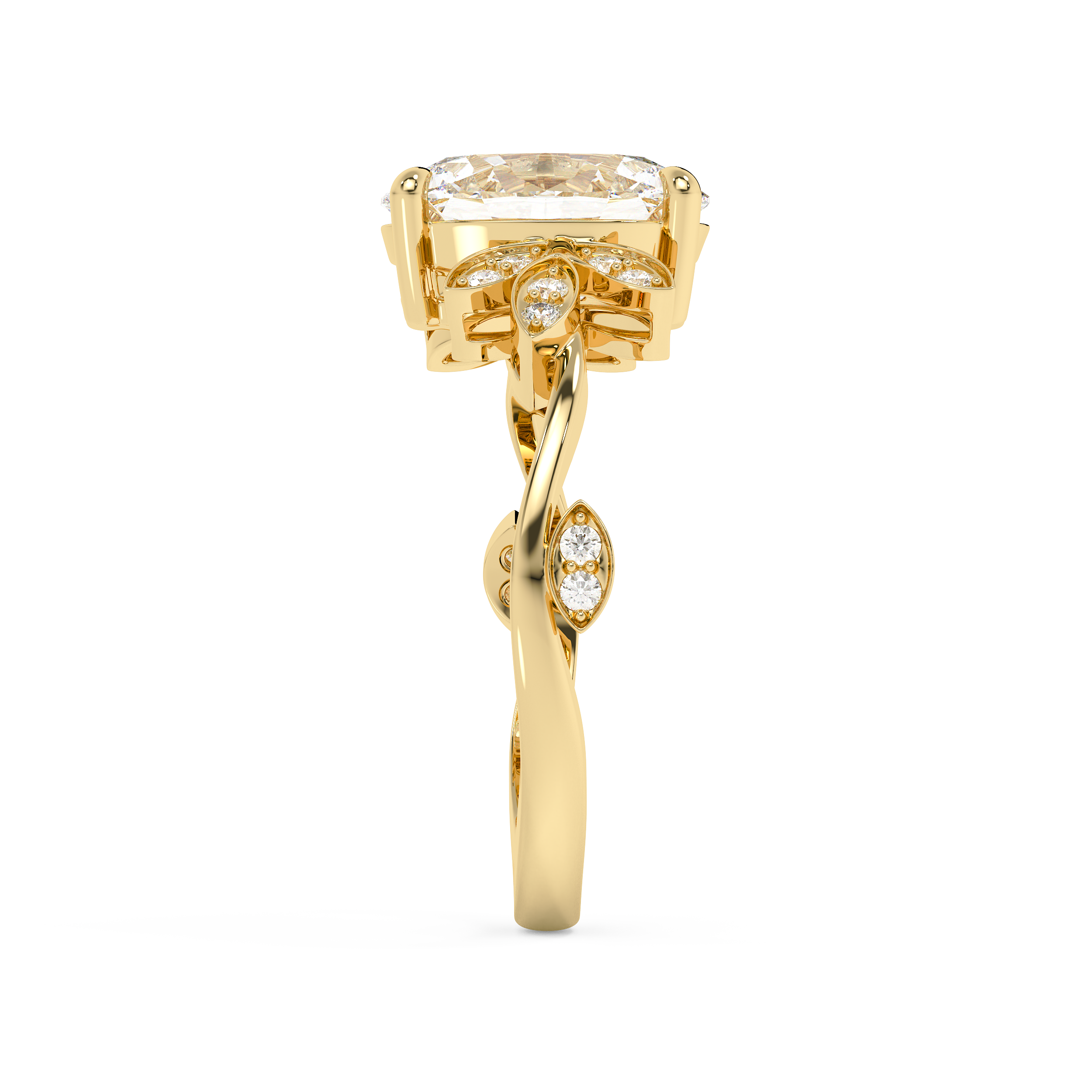 Oval Nature Inspired Lab Grown Diamond Engagement Ring