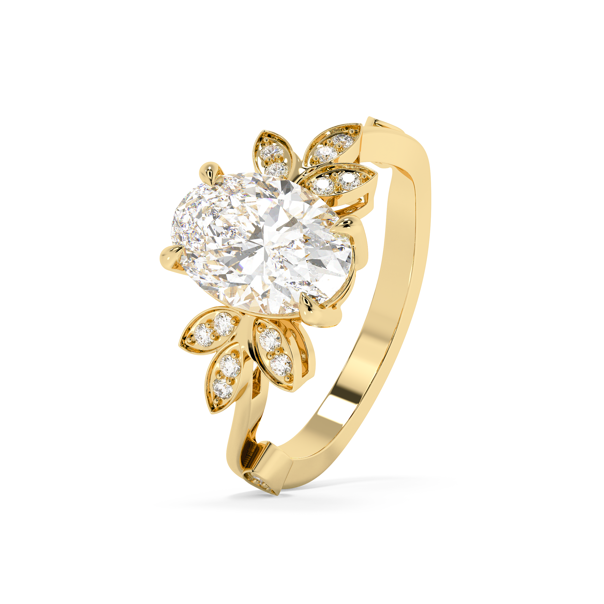 Oval Nature Inspired Lab Grown Diamond Engagement Ring