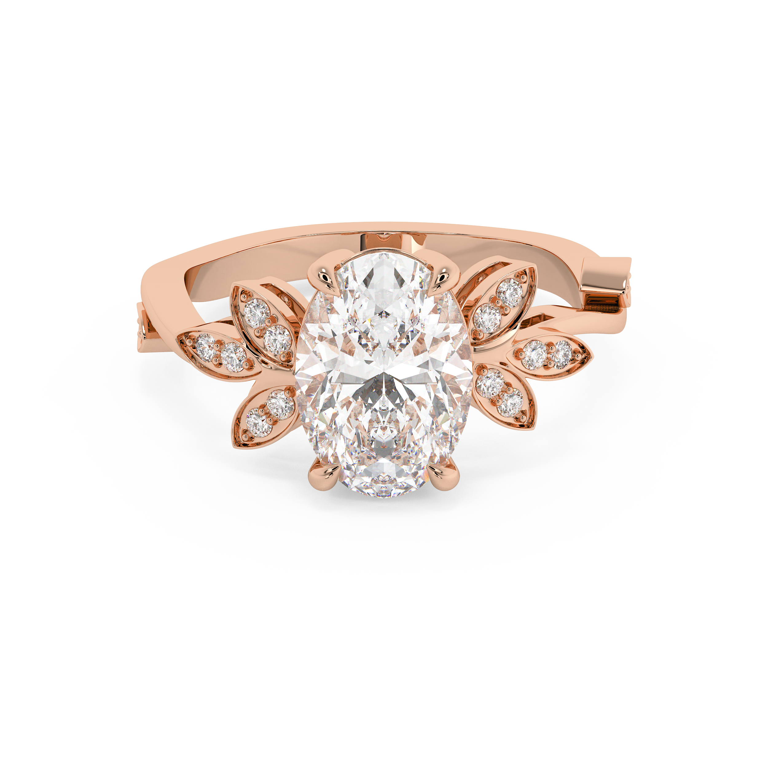 Oval Nature Inspired Lab Grown Diamond Engagement Ring