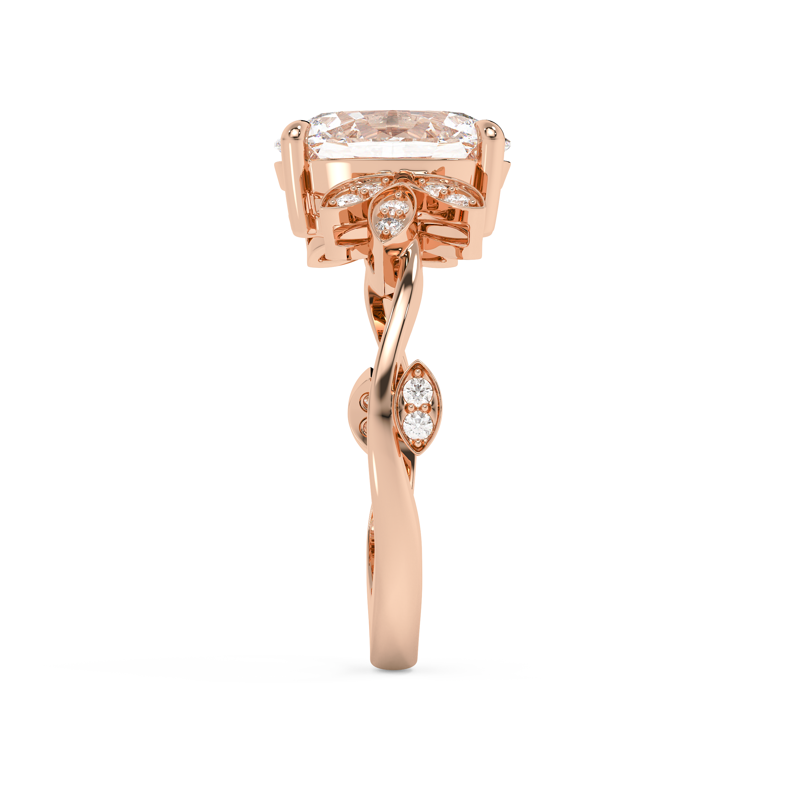 Oval Nature Inspired Lab Grown Diamond Engagement Ring