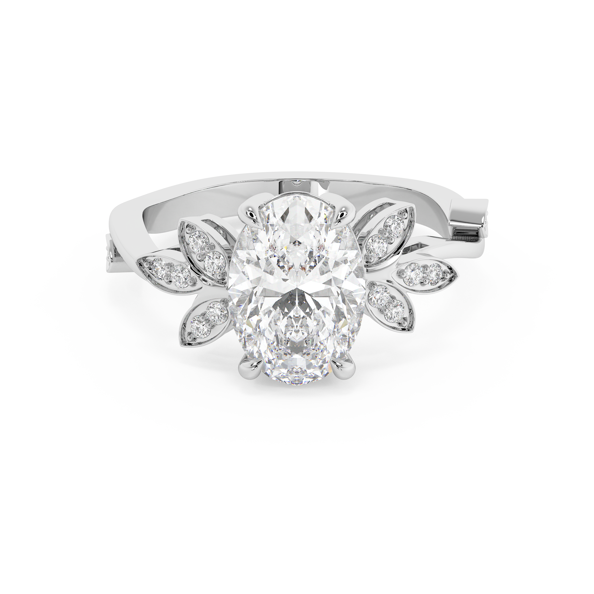 Oval Nature Inspired Lab Grown Diamond Engagement Ring