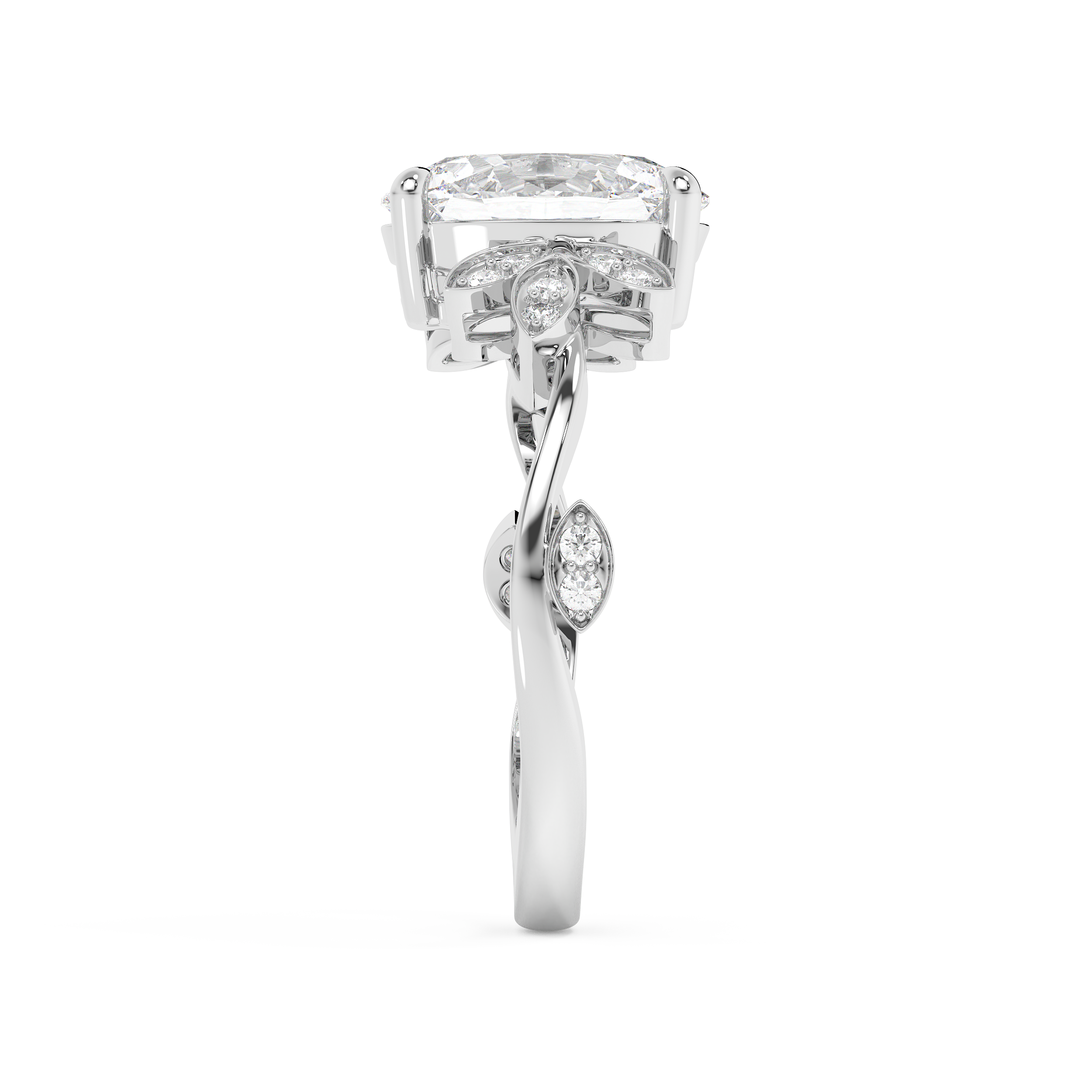 Oval Nature Inspired Lab Grown Diamond Engagement Ring