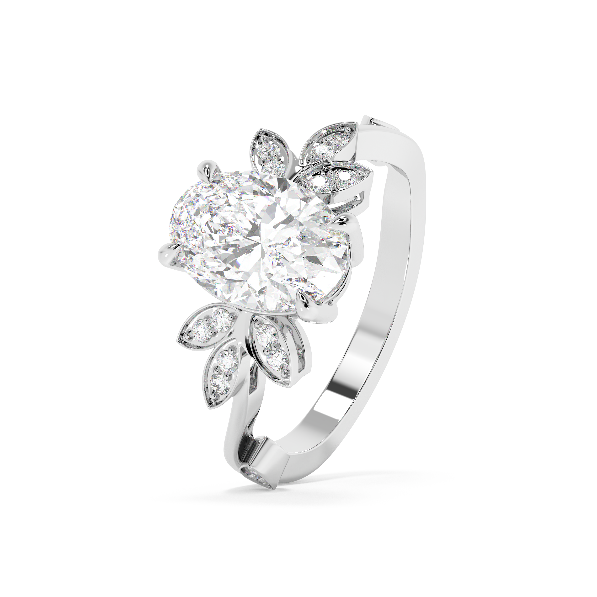 Oval Nature Inspired Lab Grown Diamond Engagement Ring