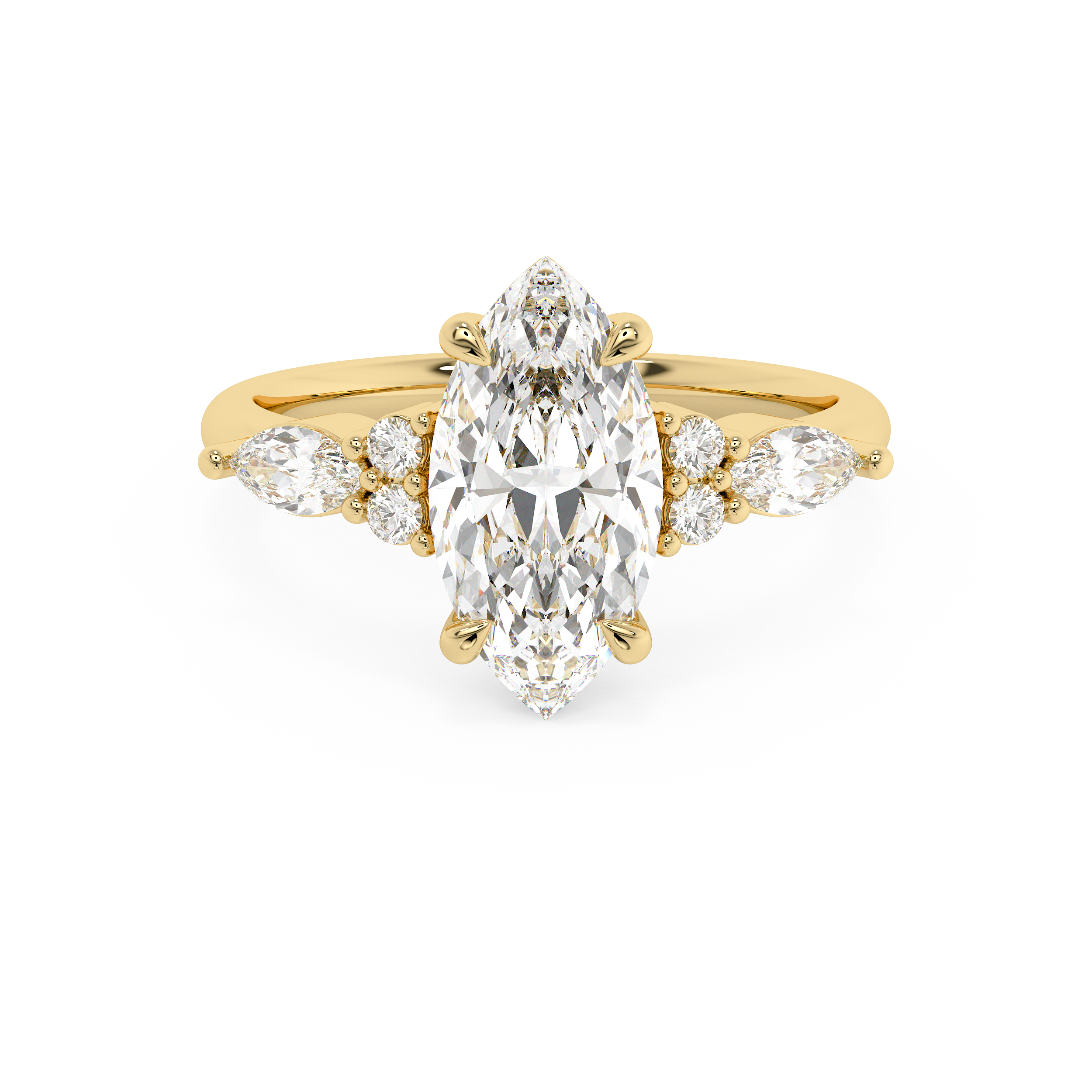 Marquise Cluster Lab Grown Diamond Engagement Ring