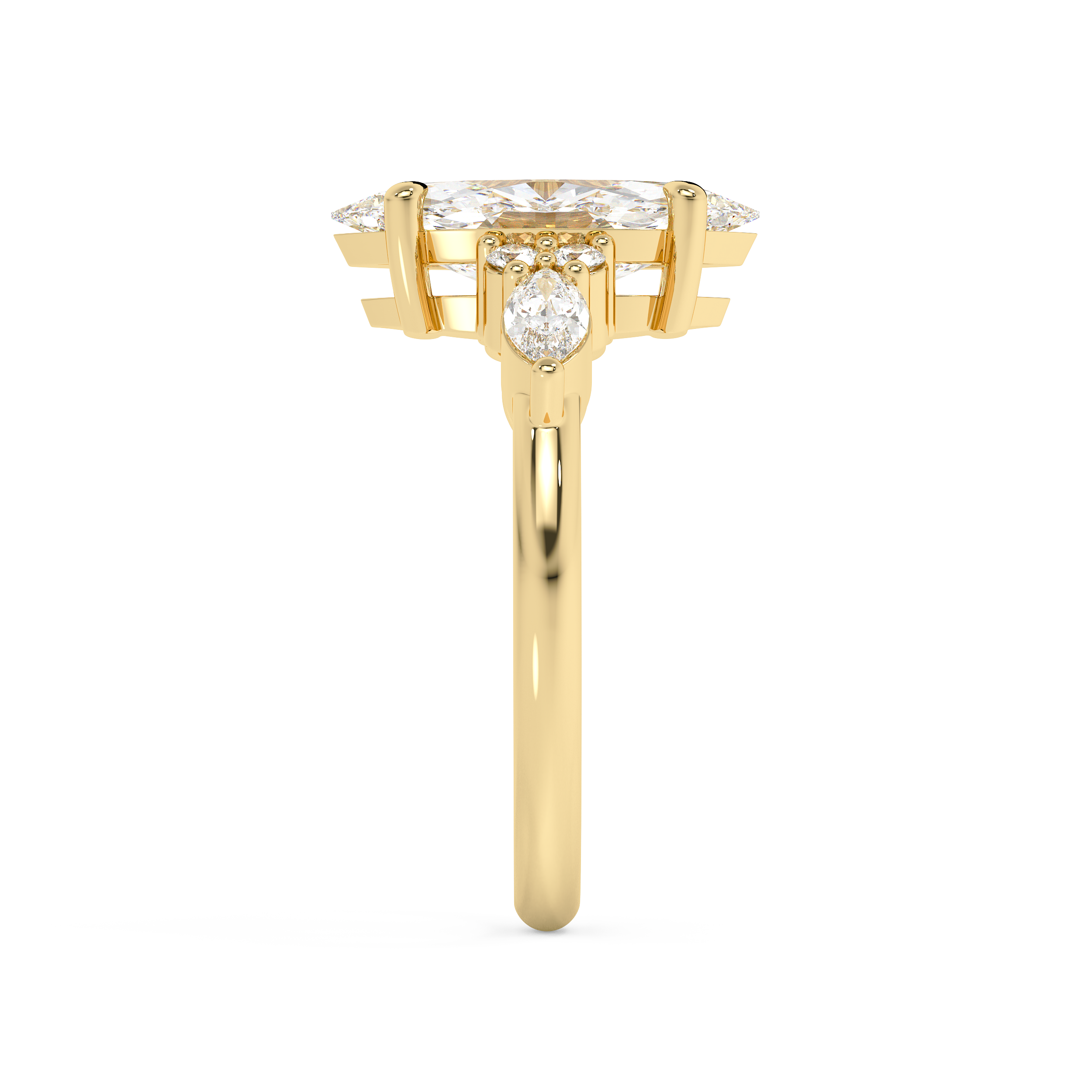 Marquise Cluster Lab Grown Diamond Engagement Ring