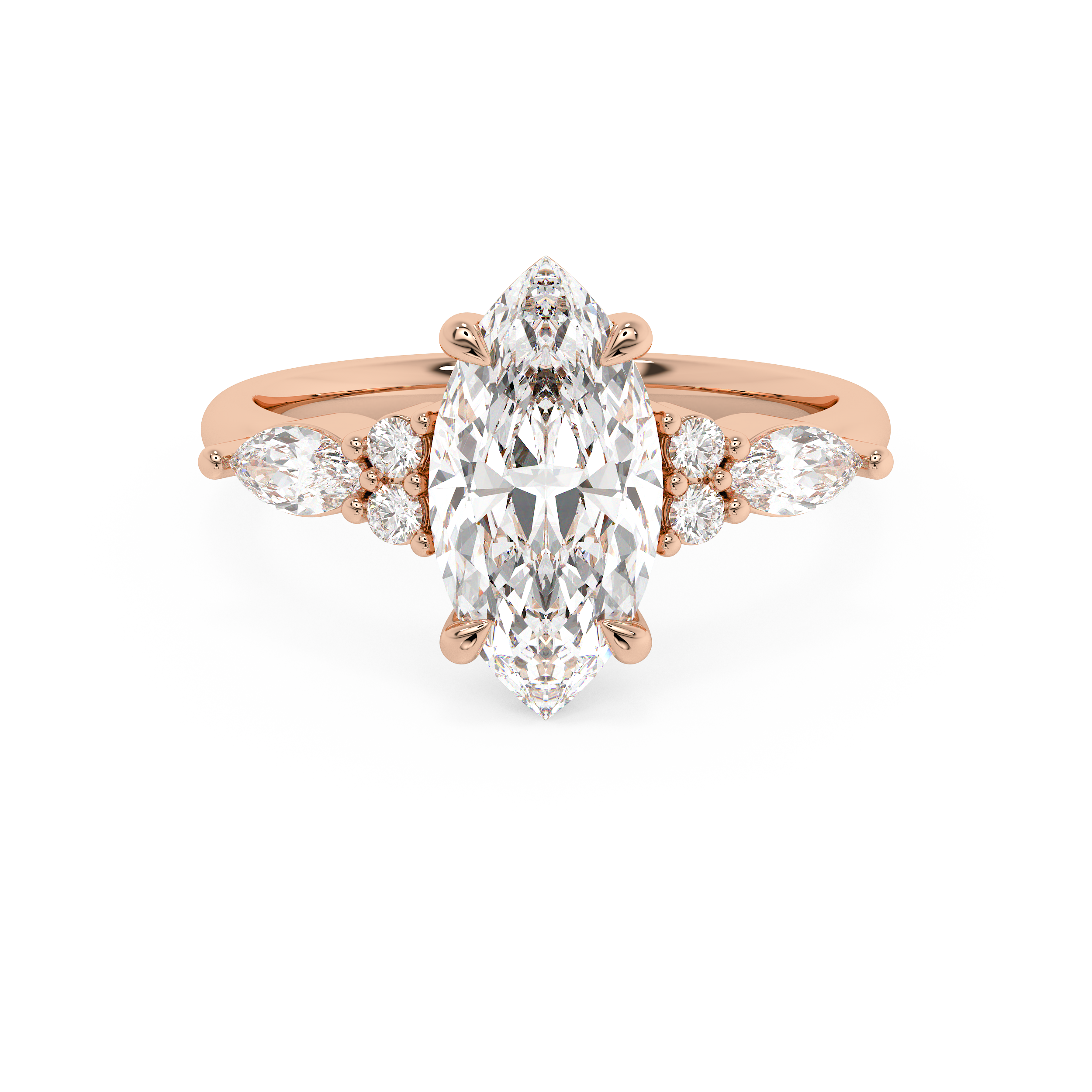 Marquise Cluster Lab Grown Diamond Engagement Ring