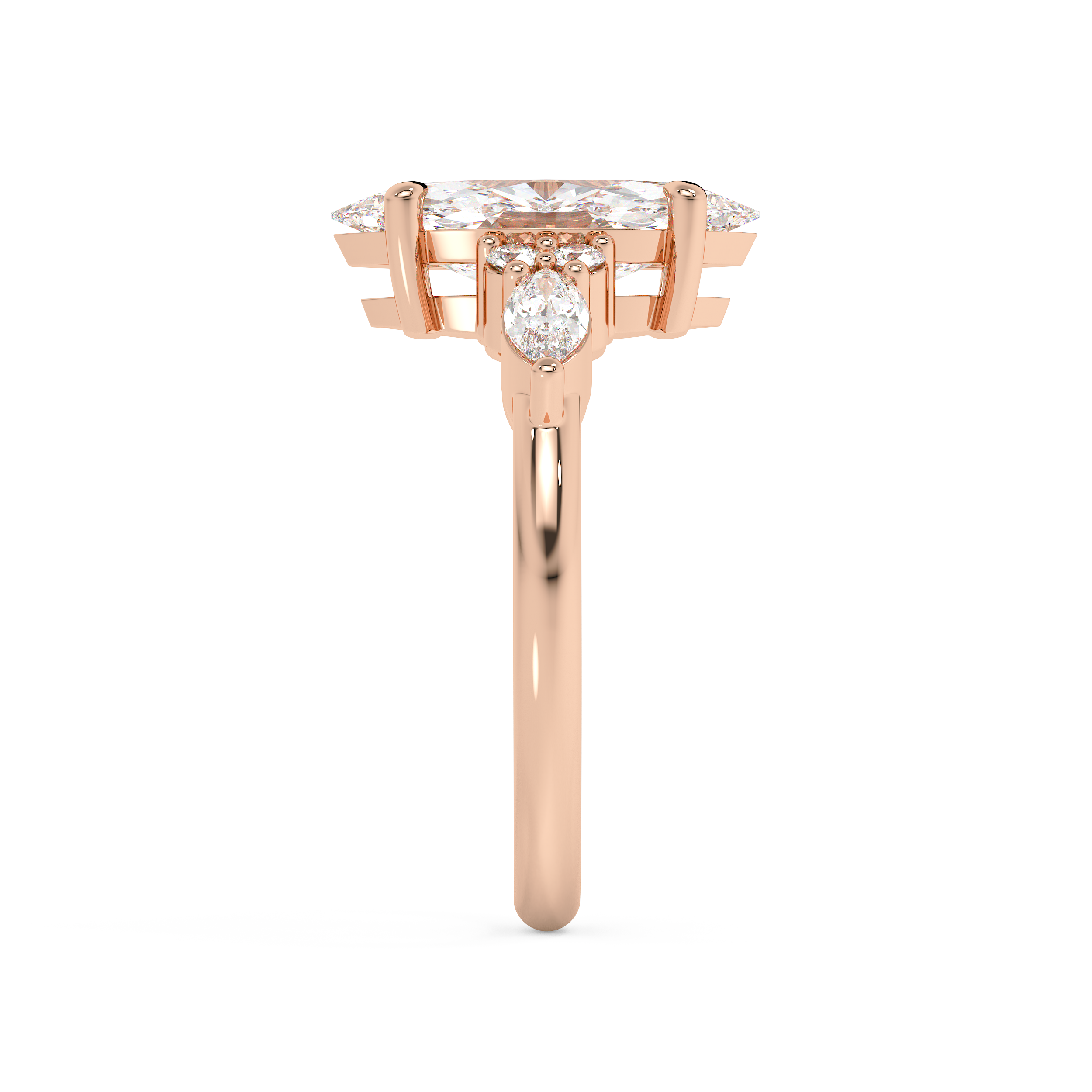 Marquise Cluster Lab Grown Diamond Engagement Ring