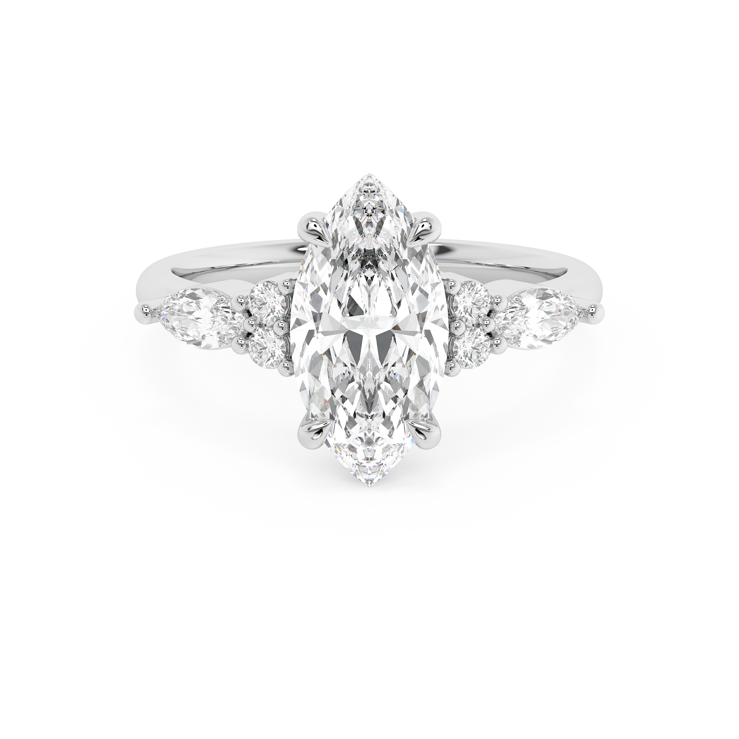 Marquise Cluster Lab Grown Diamond Engagement Ring