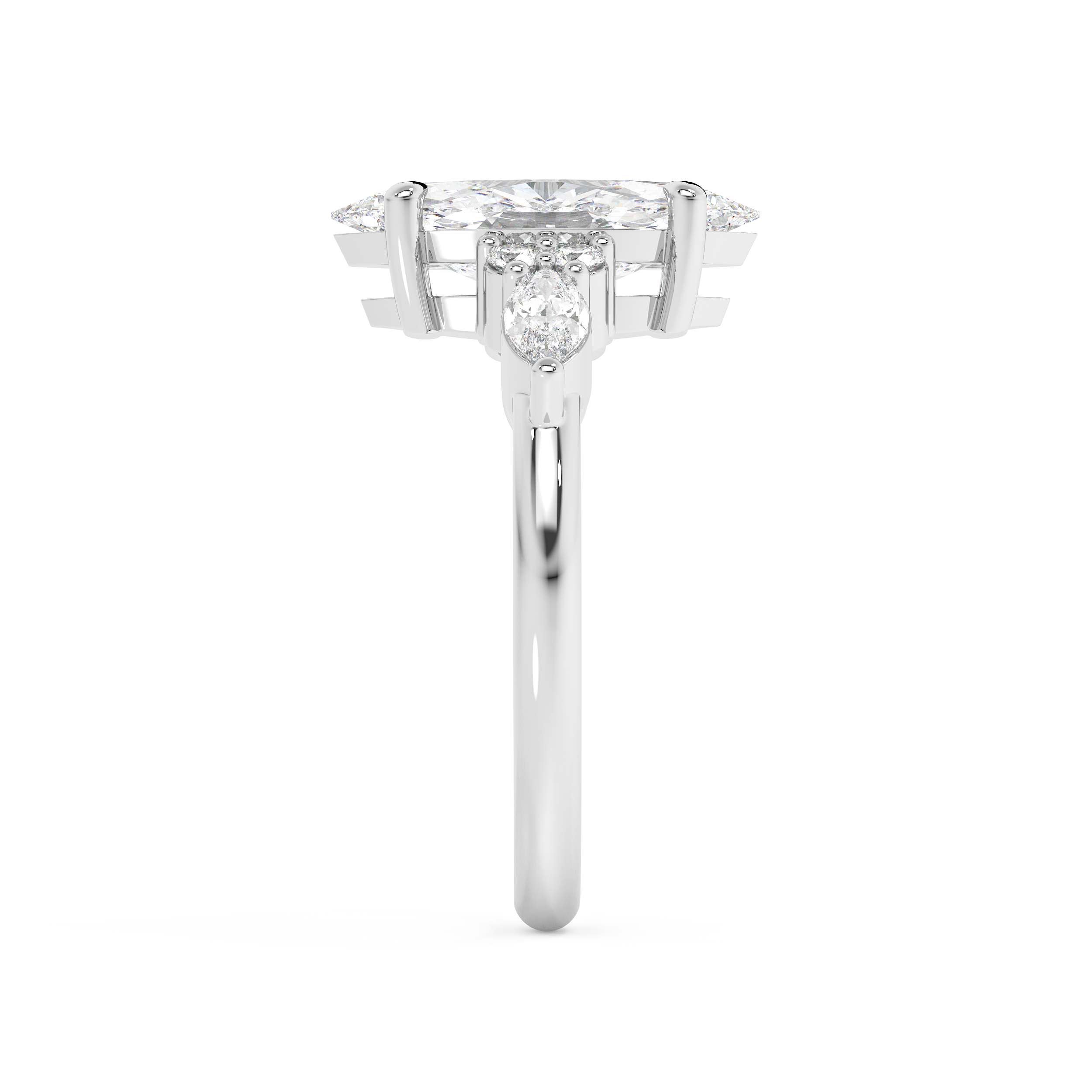 Marquise Cluster Lab Grown Diamond Engagement Ring