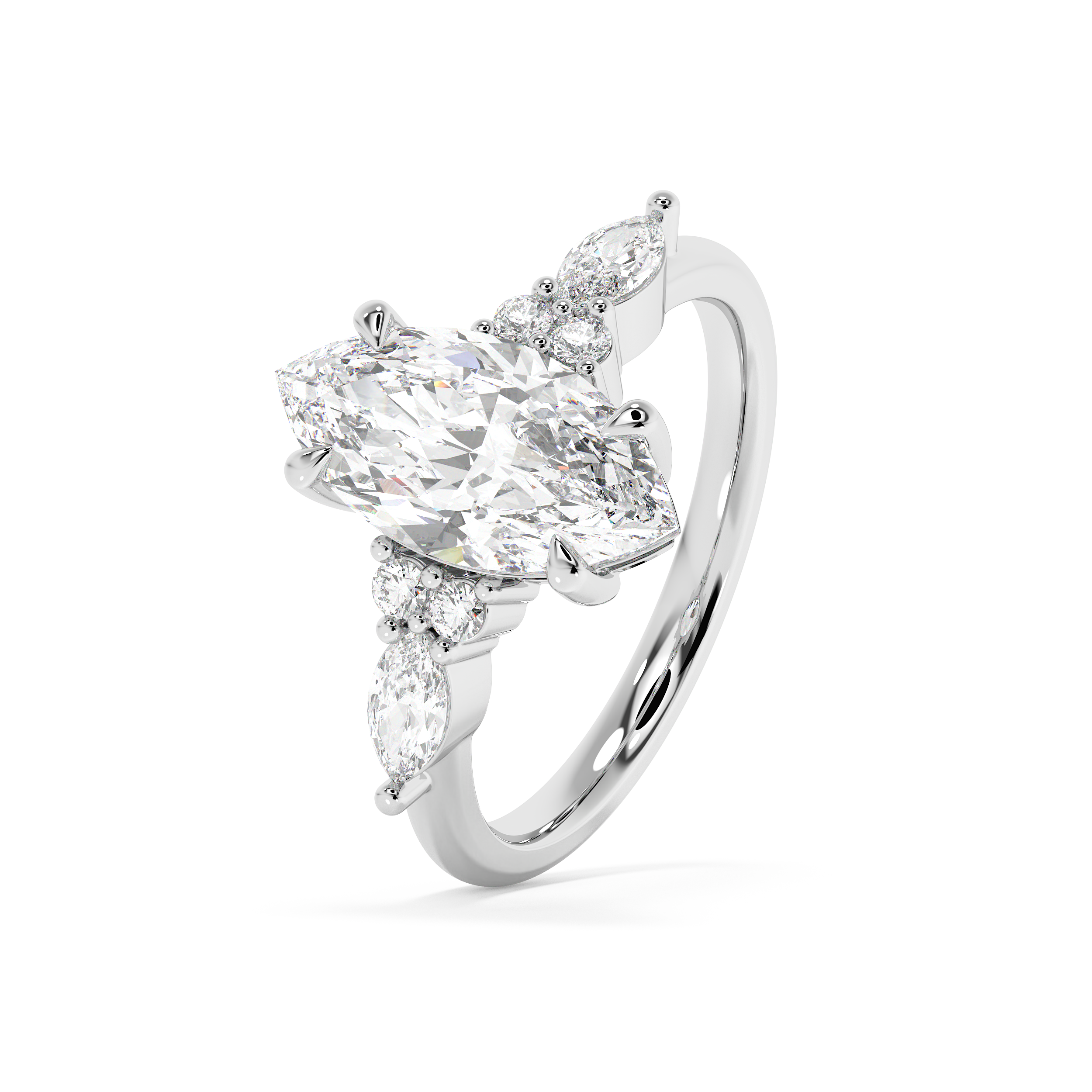 Marquise Cluster Lab Grown Diamond Engagement Ring