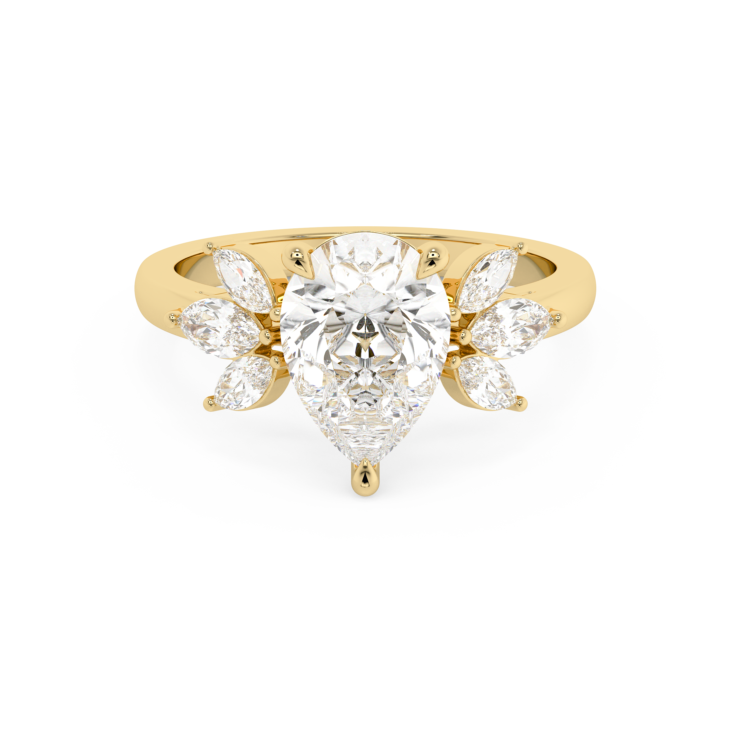 Pear Cluster Lab Grown Diamond Engagement Ring