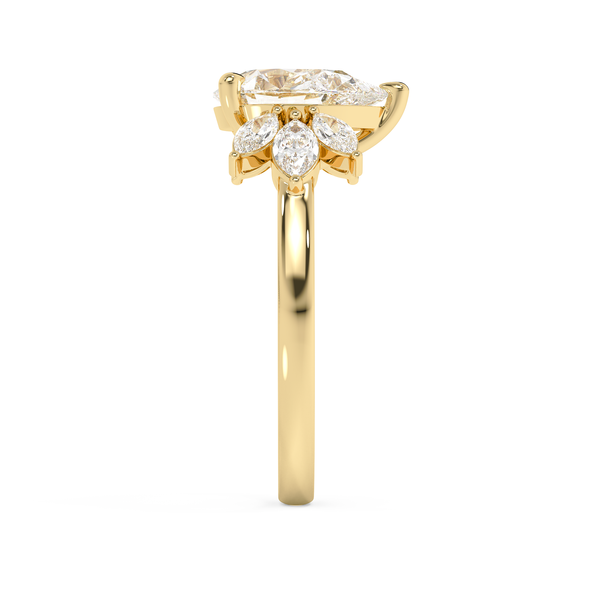 Pear Cluster Lab Grown Diamond Engagement Ring
