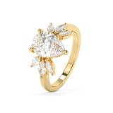 Pear Cluster Lab Grown Diamond Engagement Ring