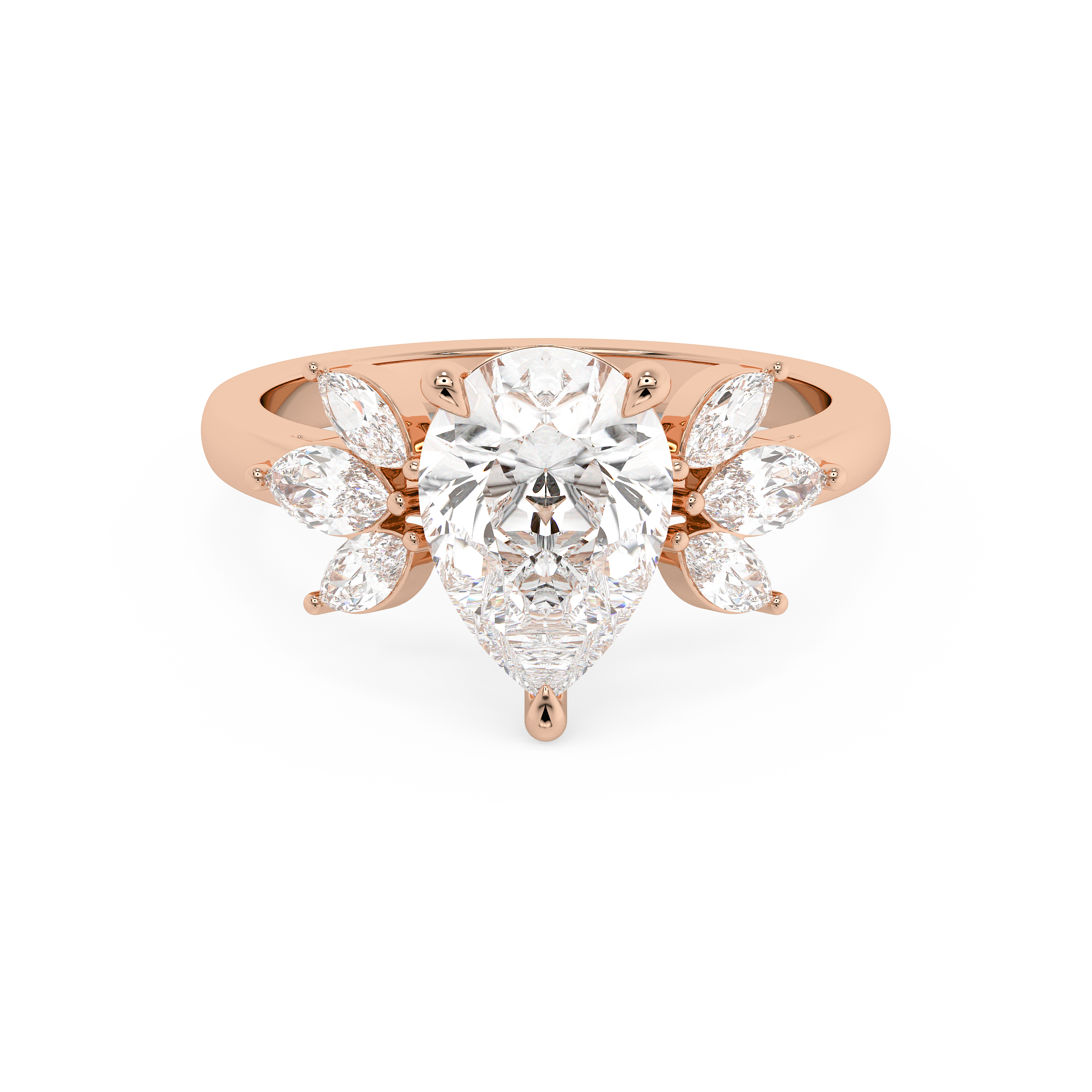 Pear Cluster Lab Grown Diamond Engagement Ring
