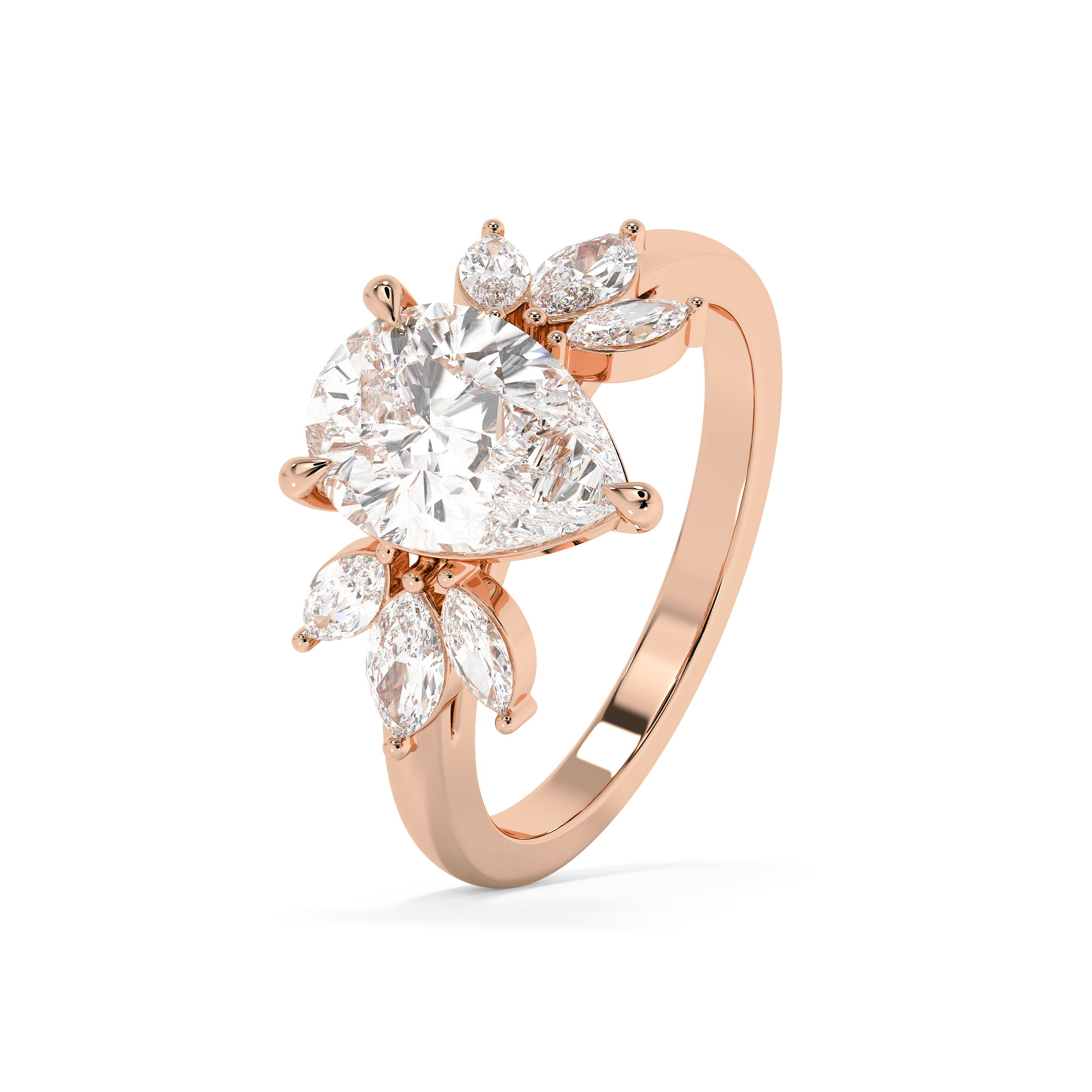 Pear Cluster Lab Grown Diamond Engagement Ring