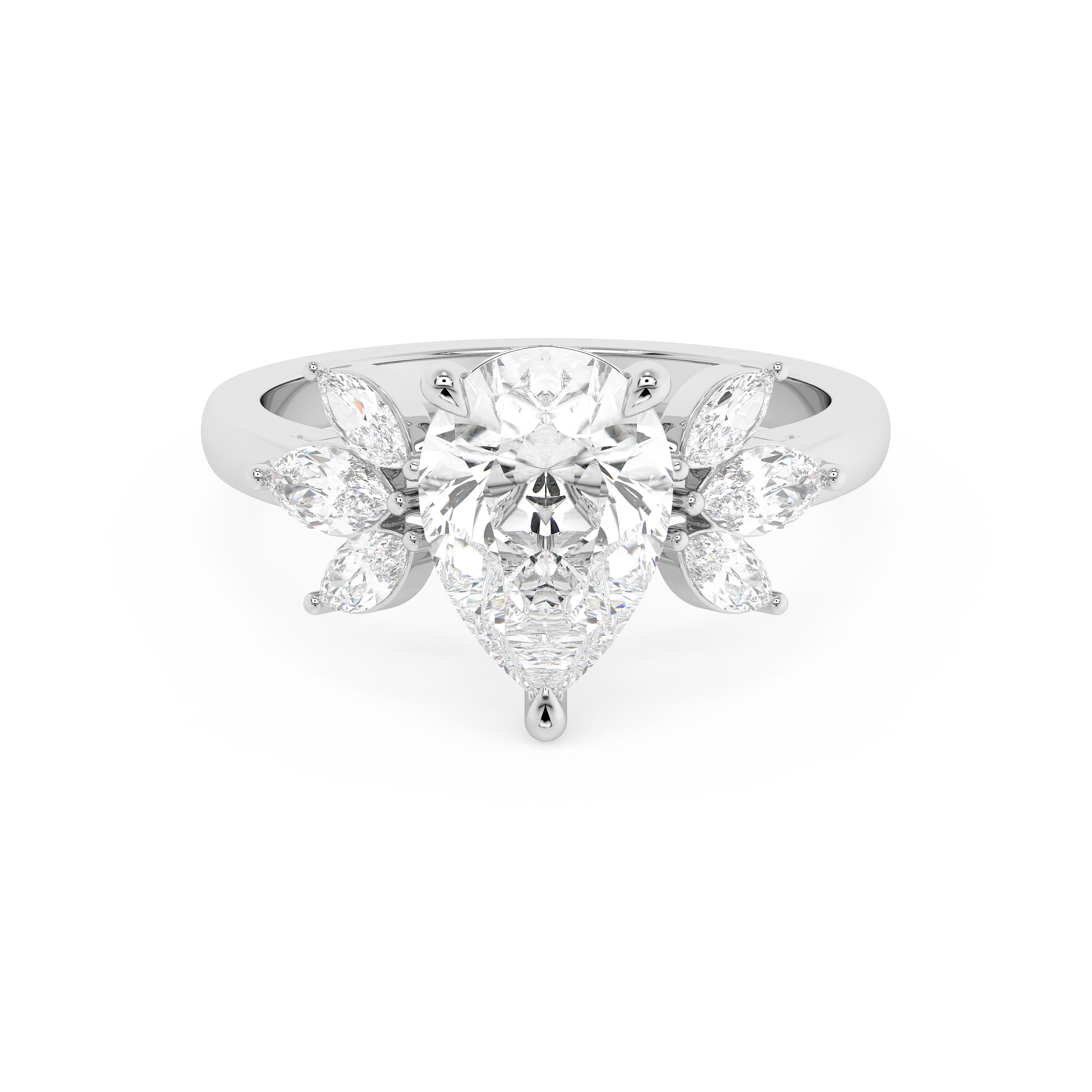 Pear Cluster Lab Grown Diamond Engagement Ring