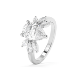 Pear Cluster Lab Grown Diamond Engagement Ring