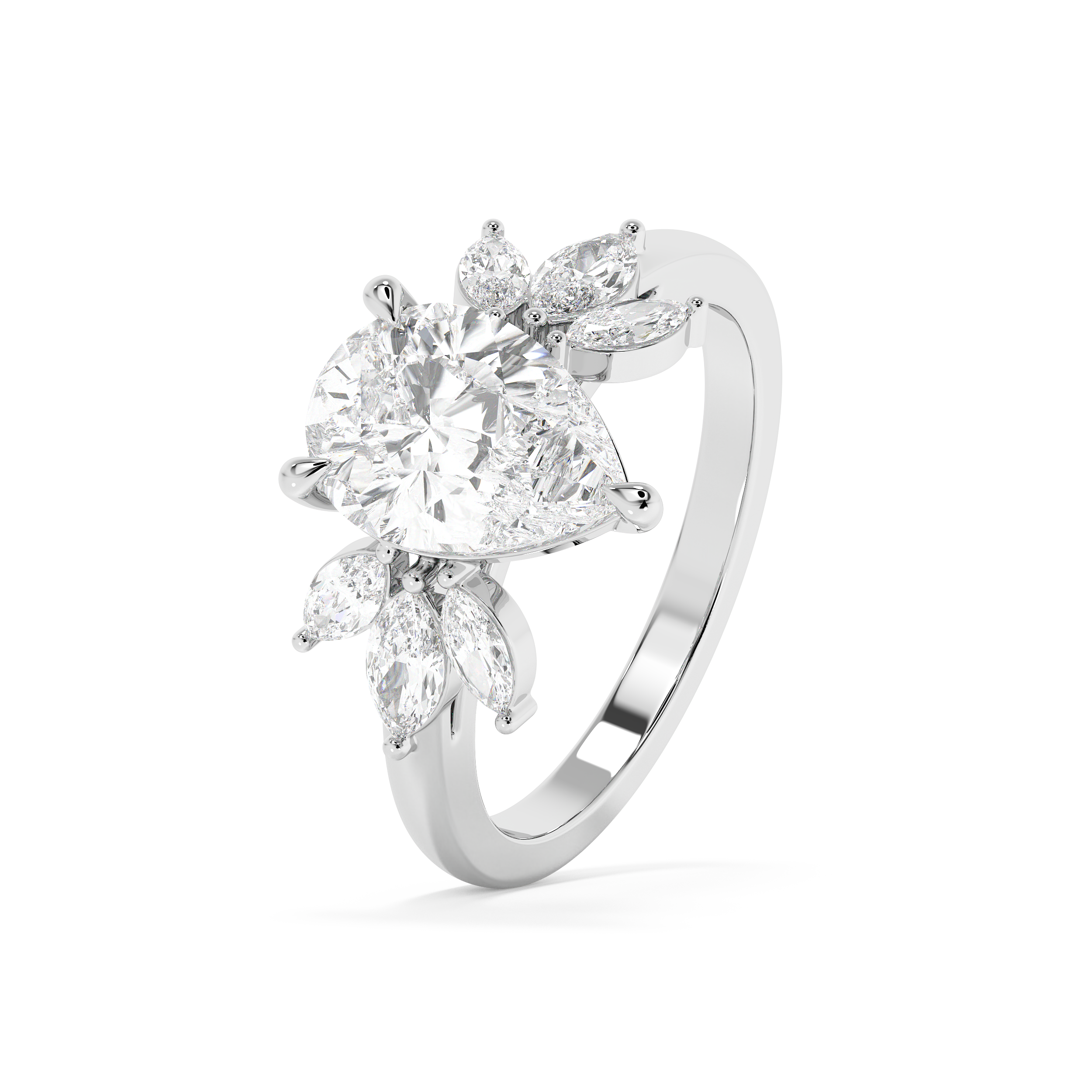 Pear Cluster Lab Grown Diamond Engagement Ring