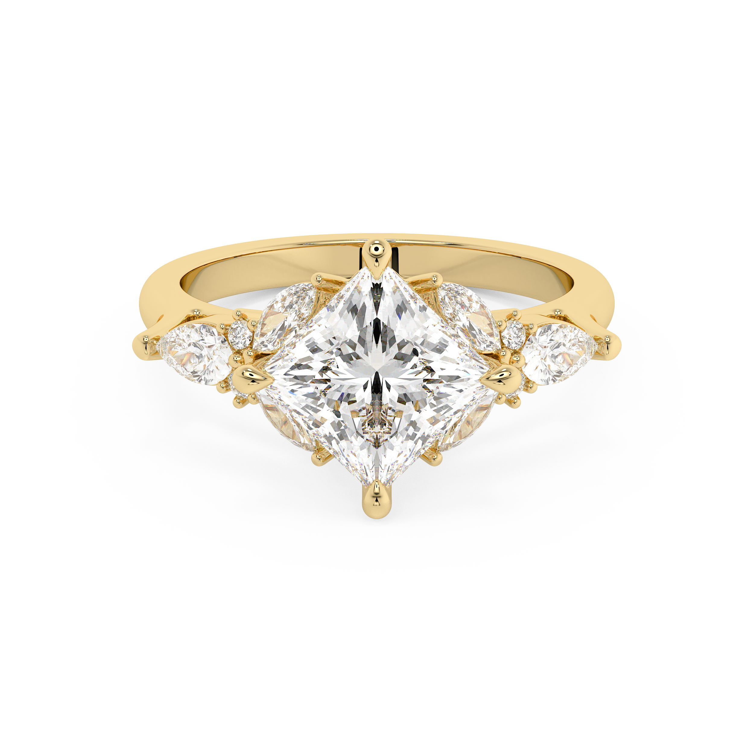 Princess Cluster Lab Grown Diamond Engagement Ring