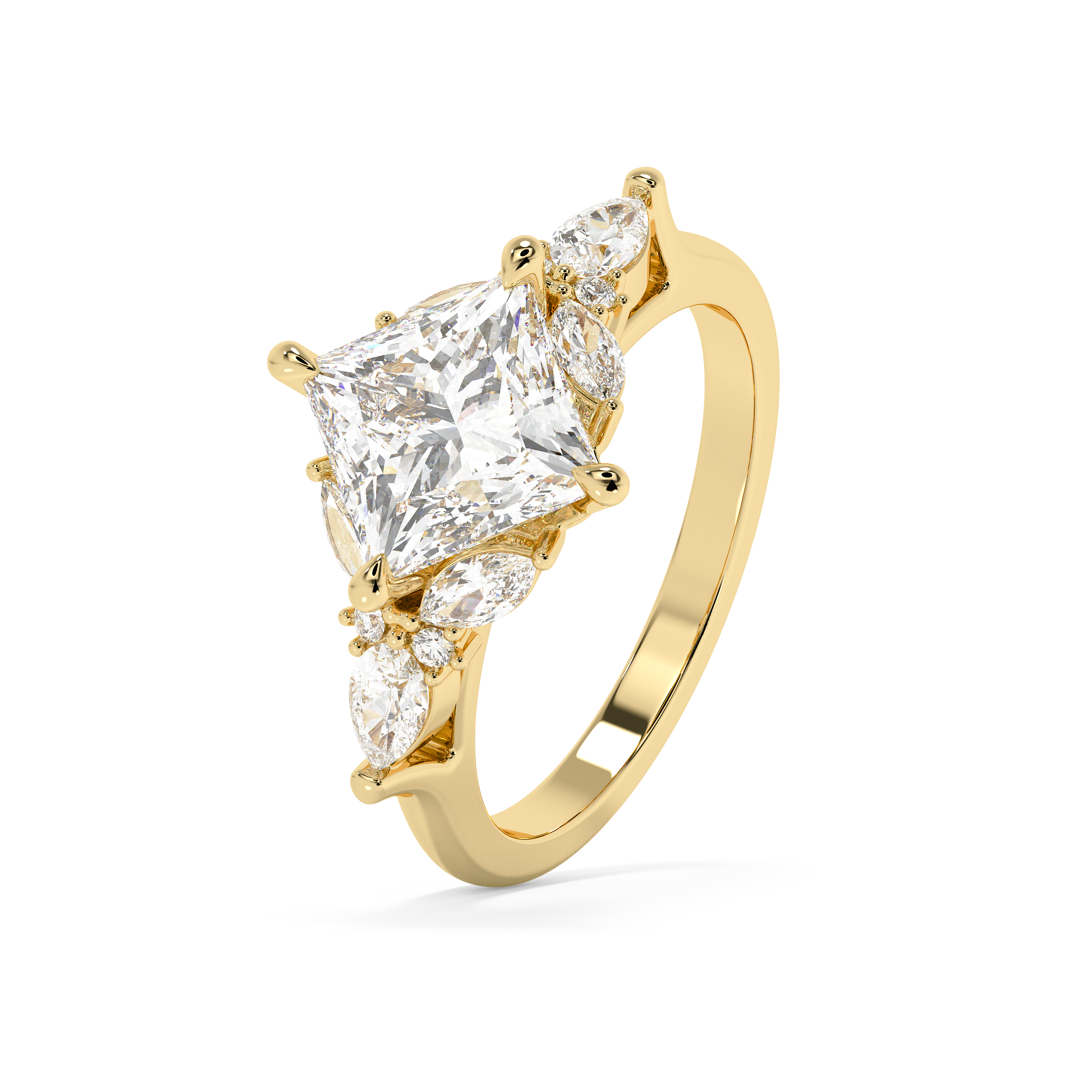 Princess Cluster Lab Grown Diamond Engagement Ring