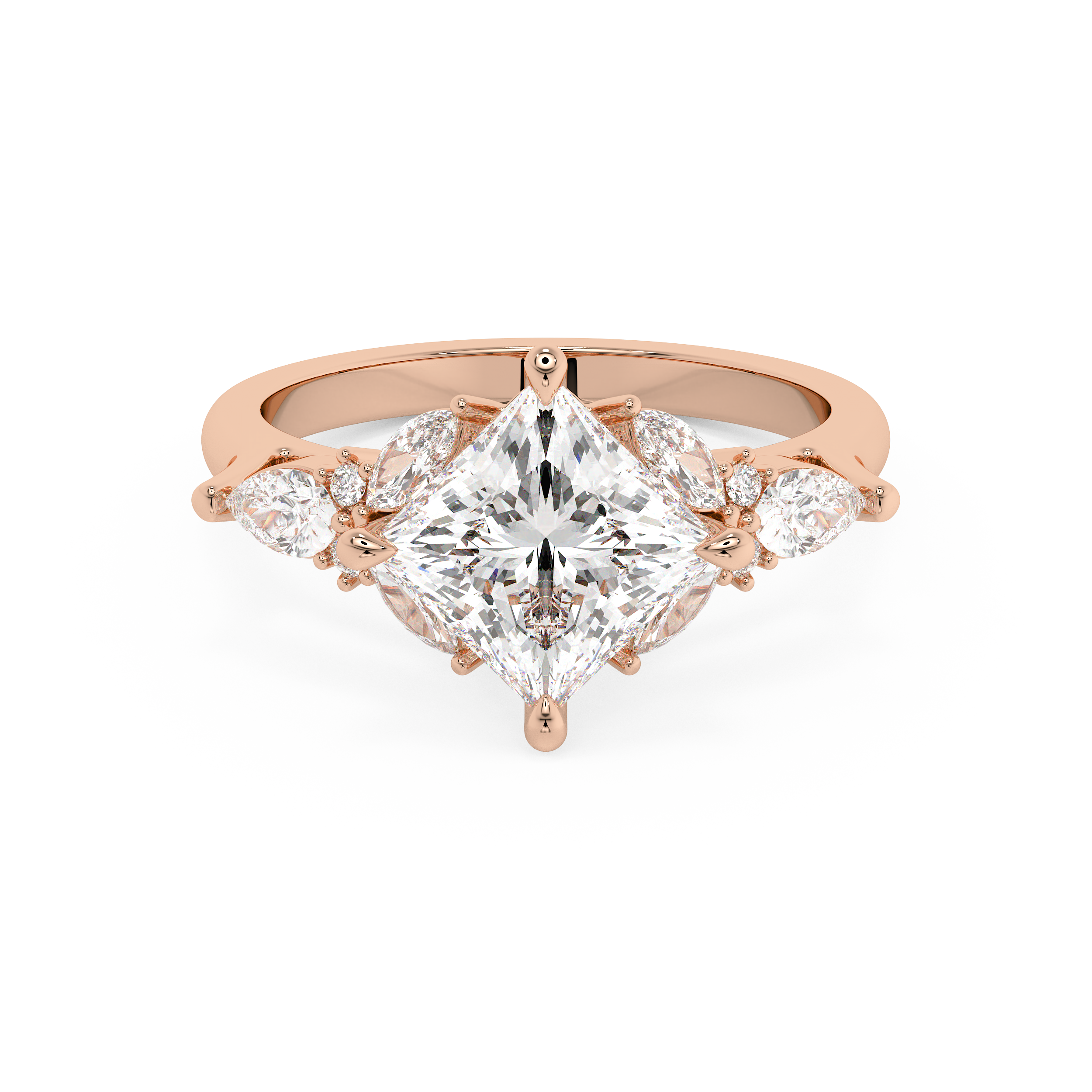 Princess Cluster Lab Grown Diamond Engagement Ring