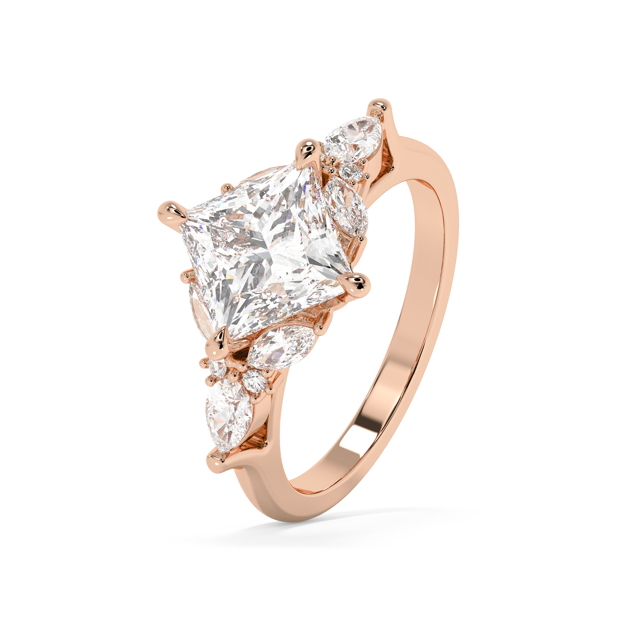 Princess Cluster Lab Grown Diamond Engagement Ring
