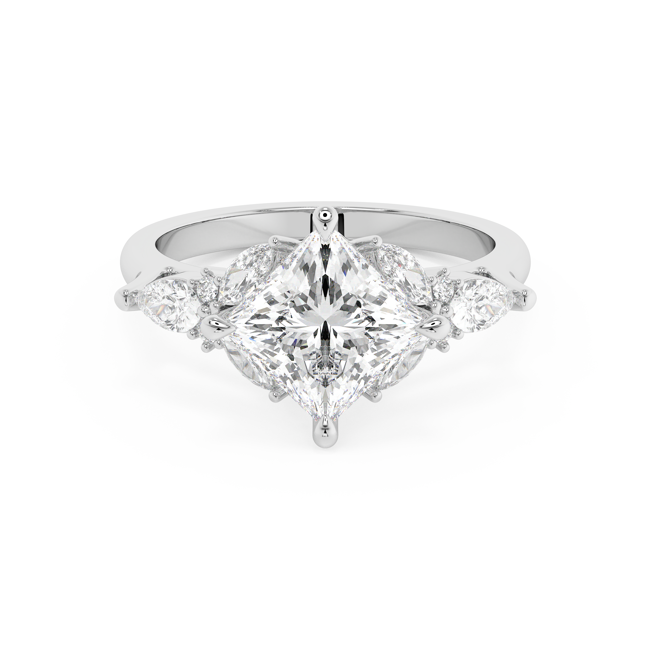 Princess Cluster Lab Grown Diamond Engagement Ring