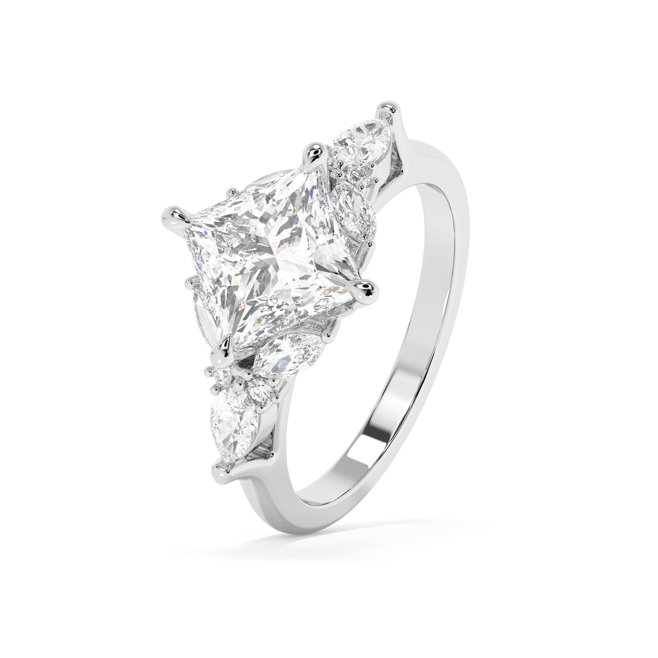Princess Cluster Lab Grown Diamond Engagement Ring