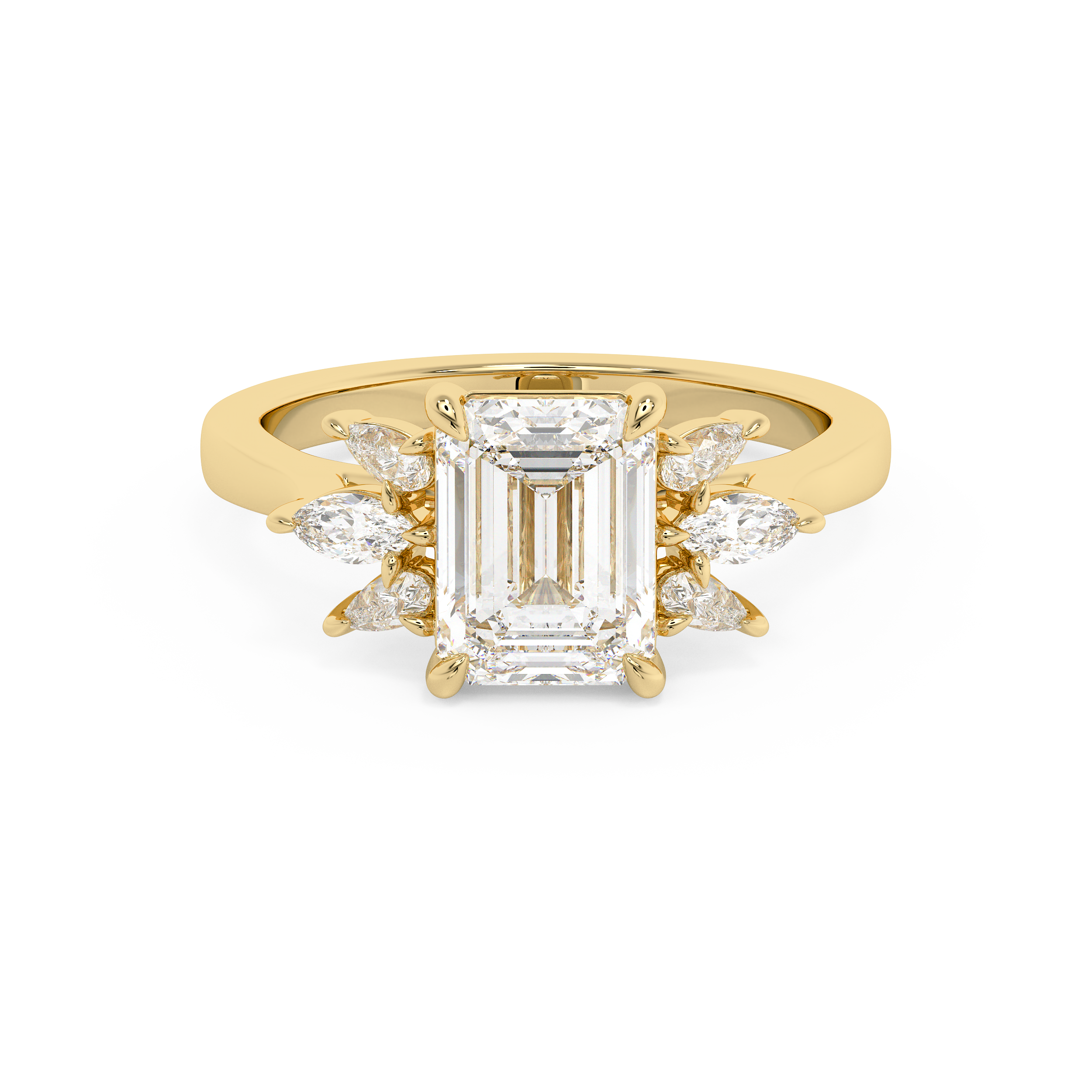 Emerald Cluster Lab Grown Diamond Engagement Ring