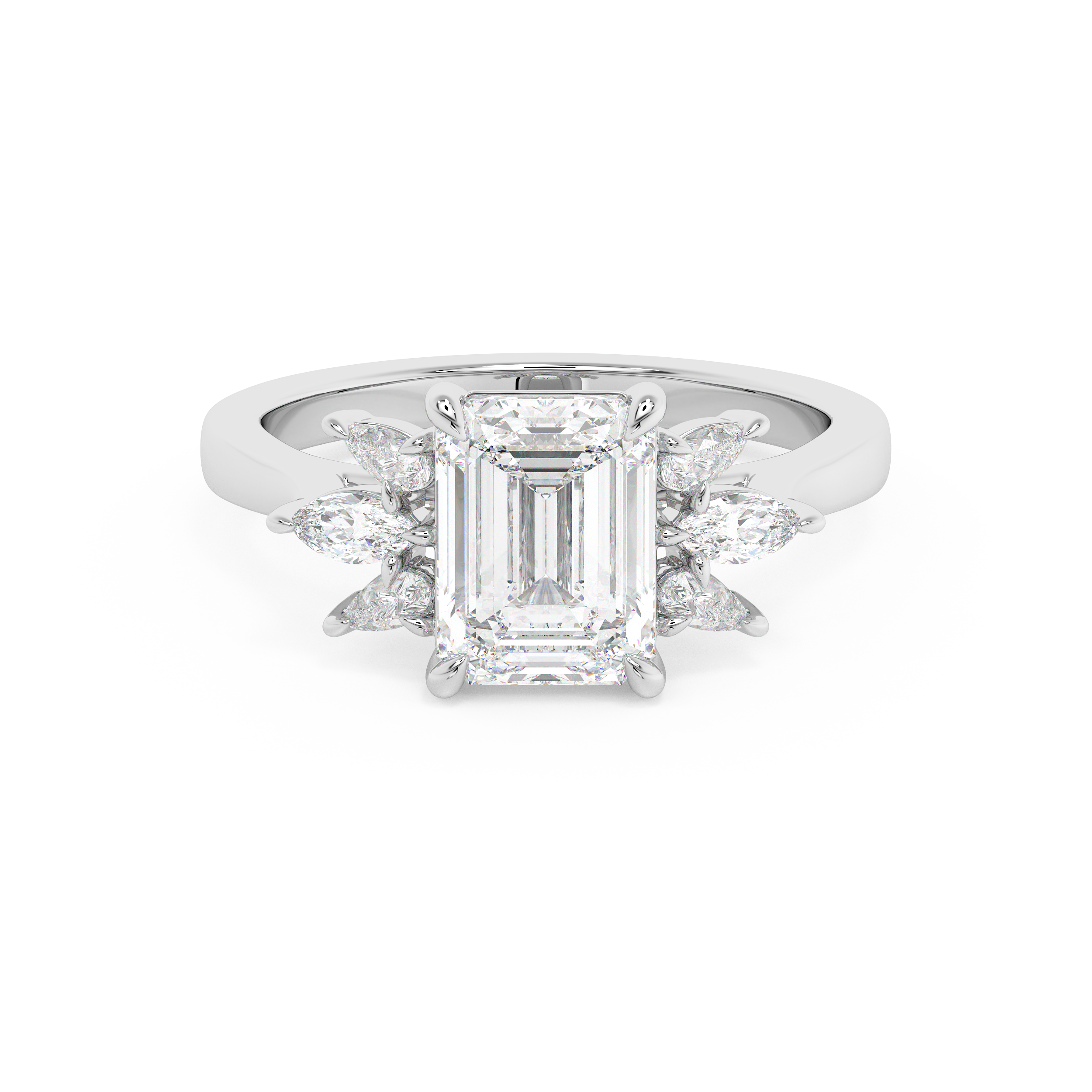 Emerald Cluster Lab Grown Diamond Engagement Ring