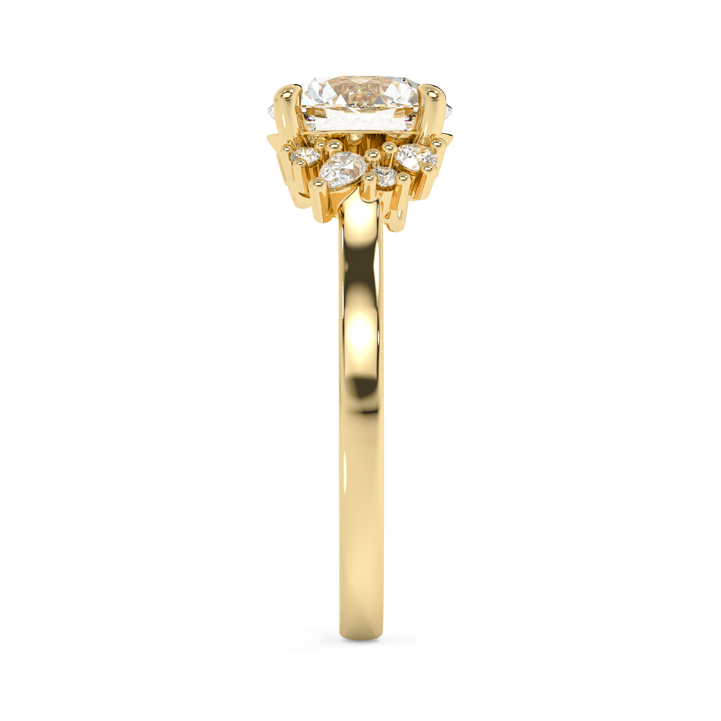 Round Cluster Lab Grown Diamond Engagement Ring