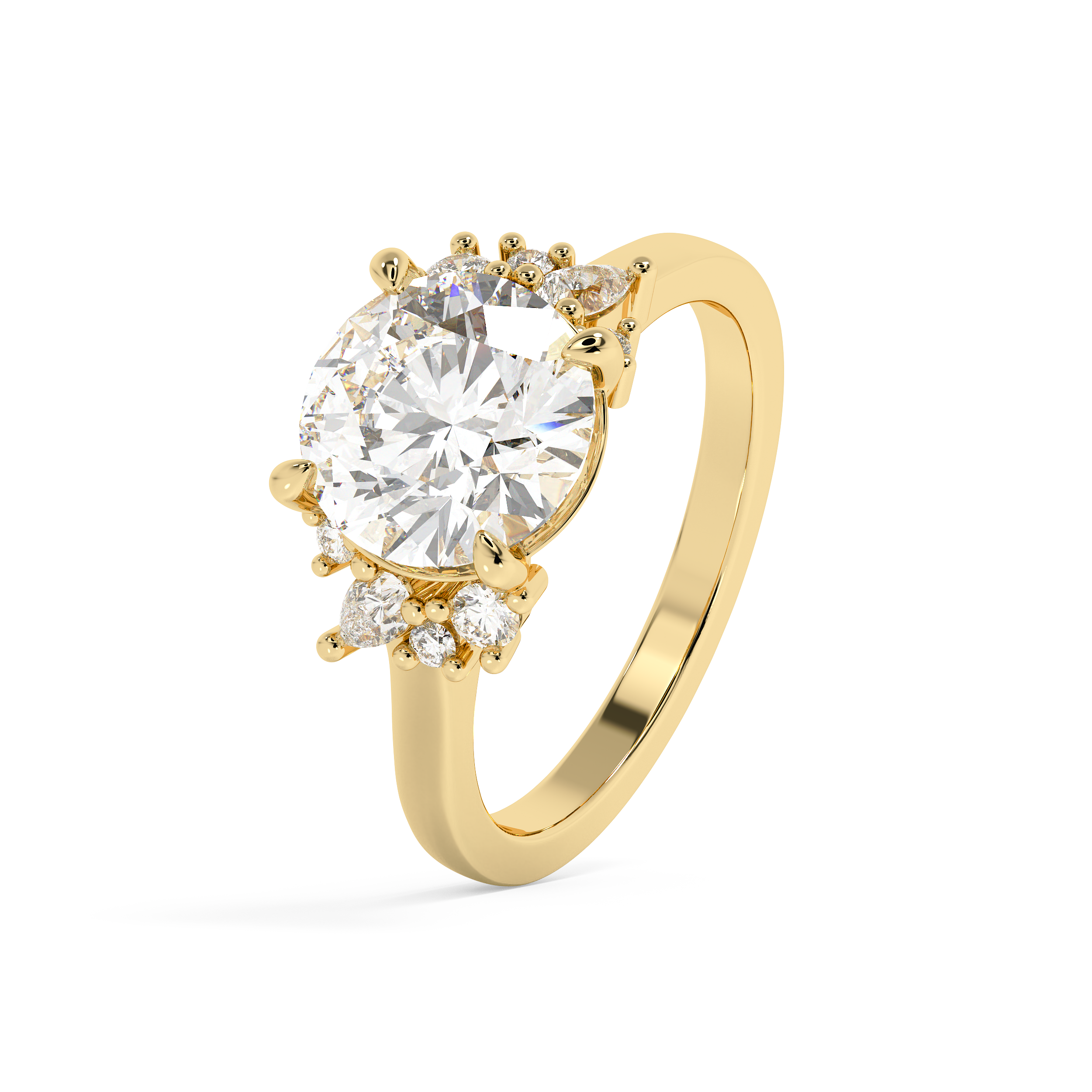 Round Cluster Lab Grown Diamond Engagement Ring