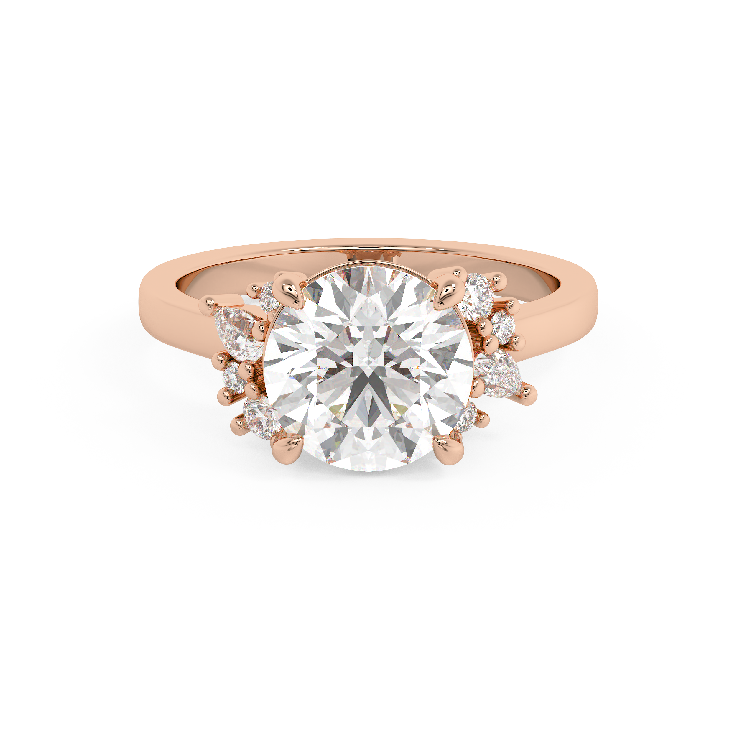 Round Cluster Lab Grown Diamond Engagement Ring