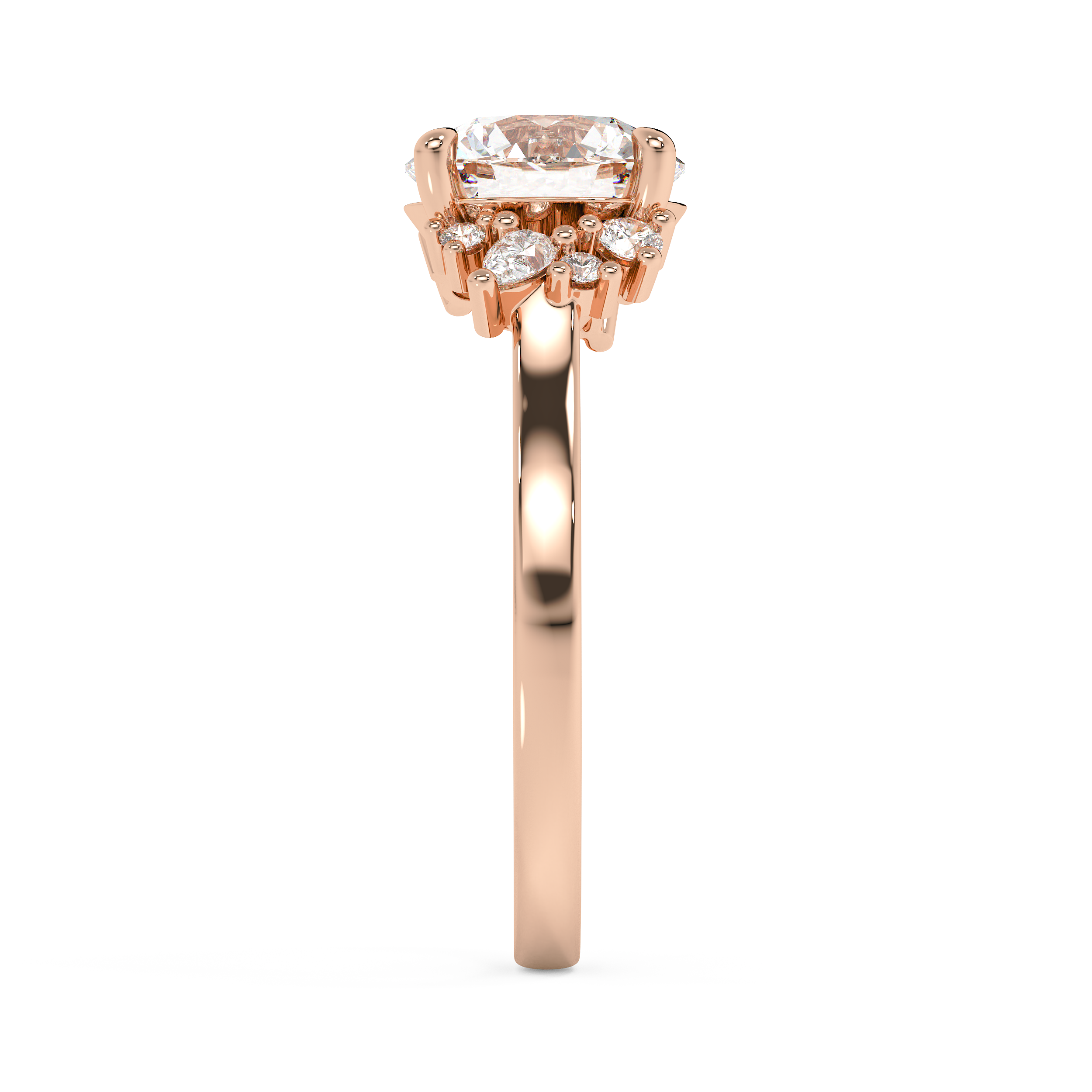 Round Cluster Lab Grown Diamond Engagement Ring