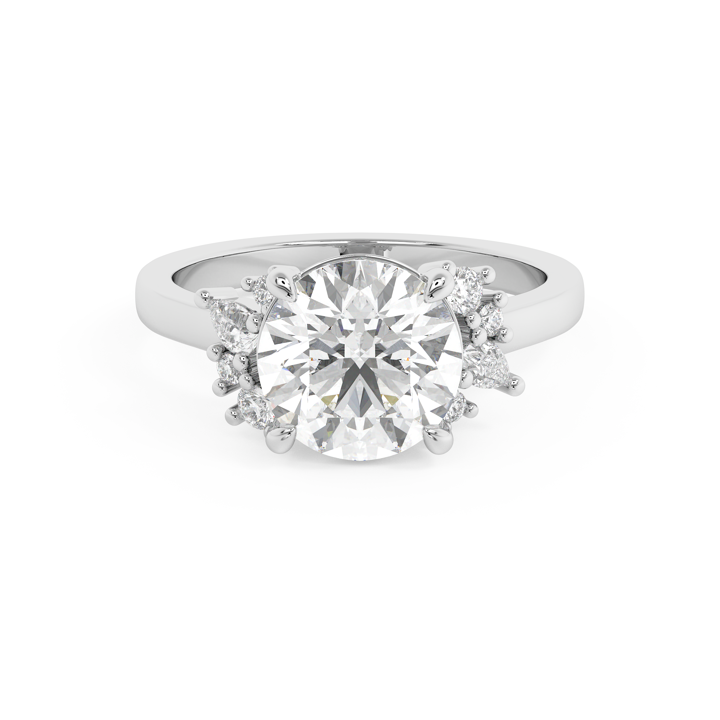 Round Cluster Lab Grown Diamond Engagement Ring