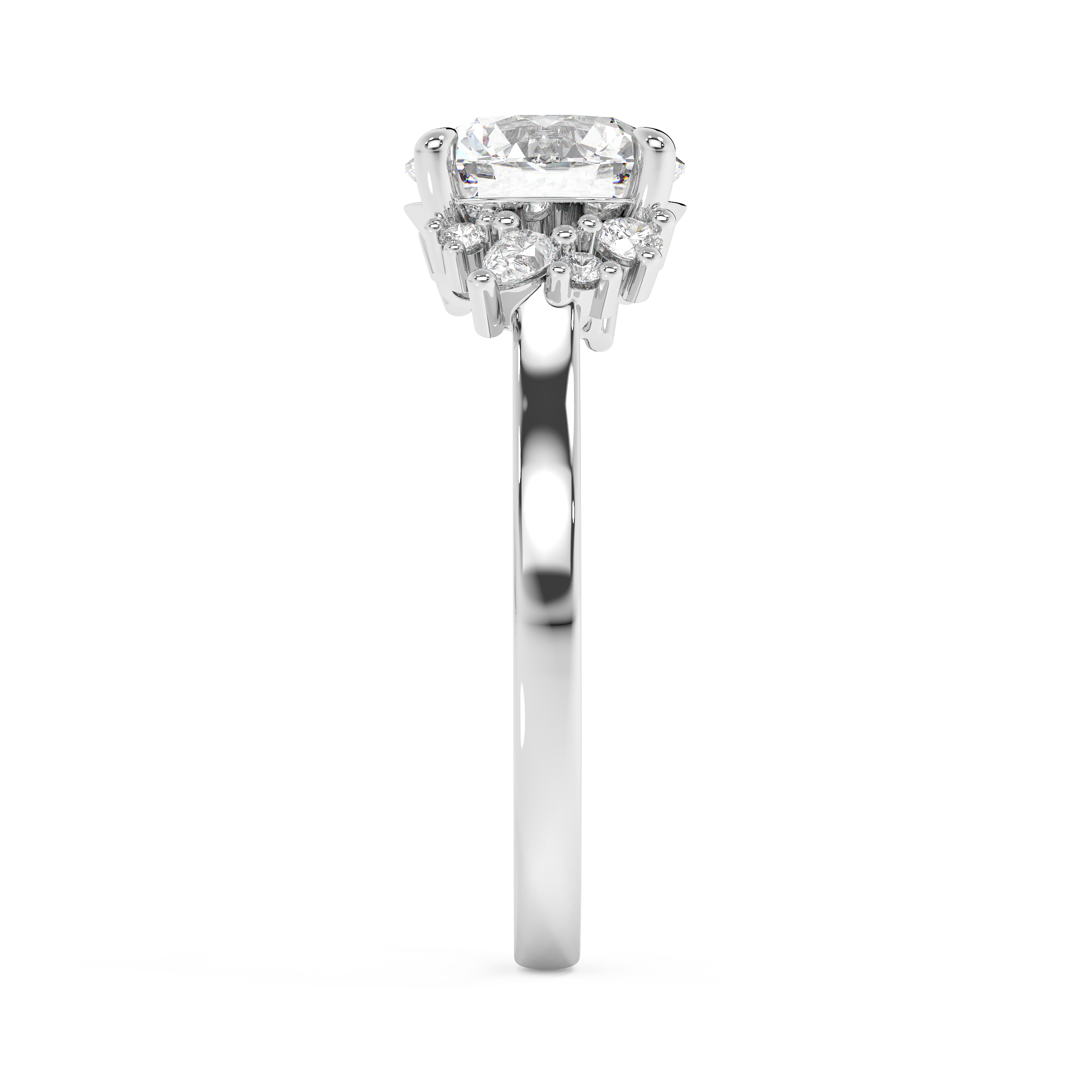 Round Cluster Lab Grown Diamond Engagement Ring