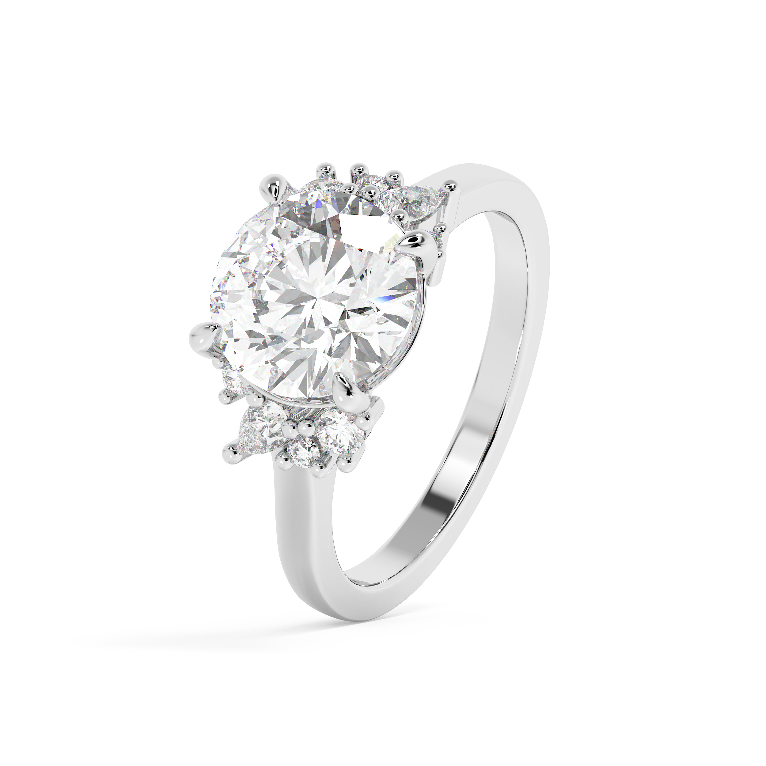 Round Cluster Lab Grown Diamond Engagement Ring