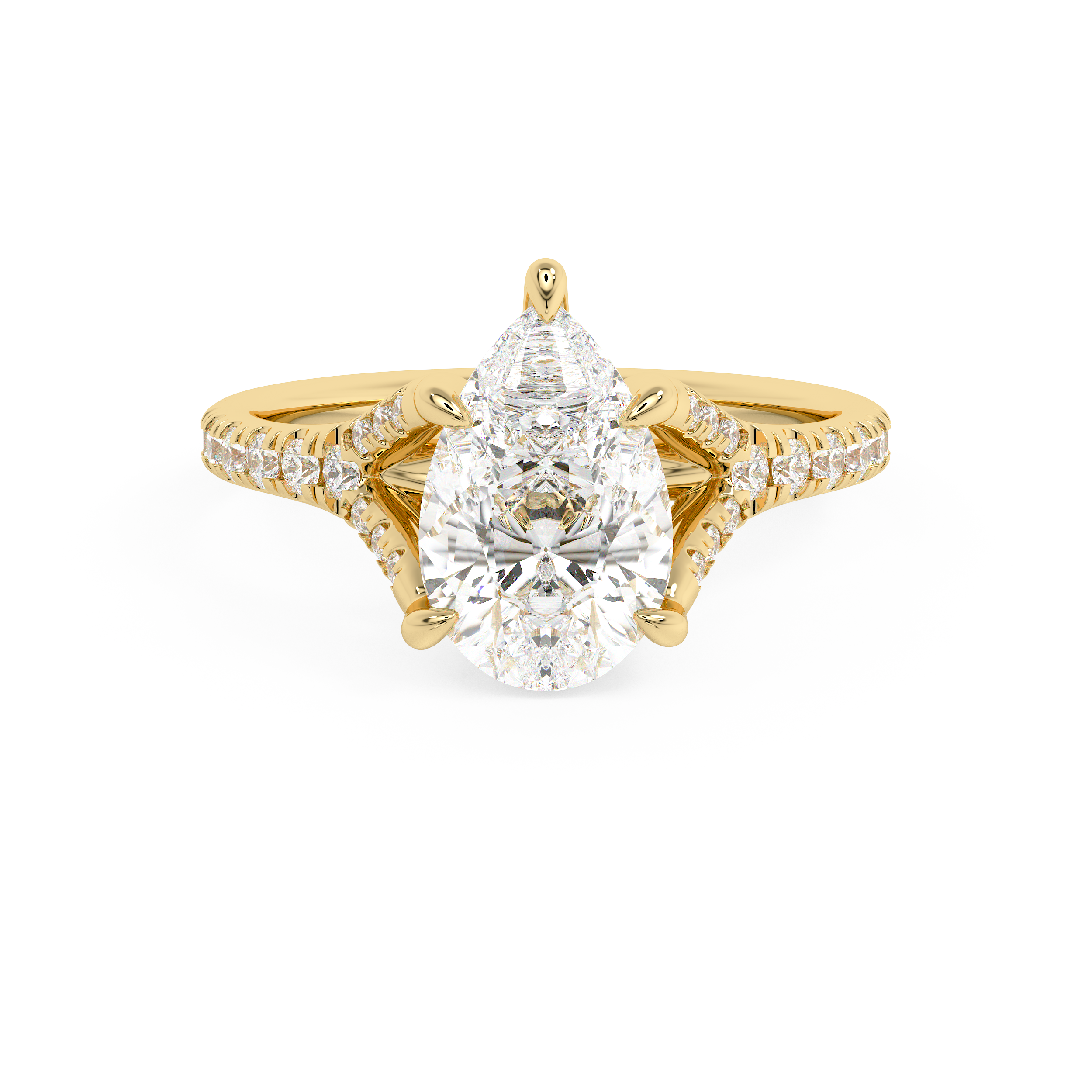 Pear Pave Split Shank Lab Grown Diamond Engagement Ring