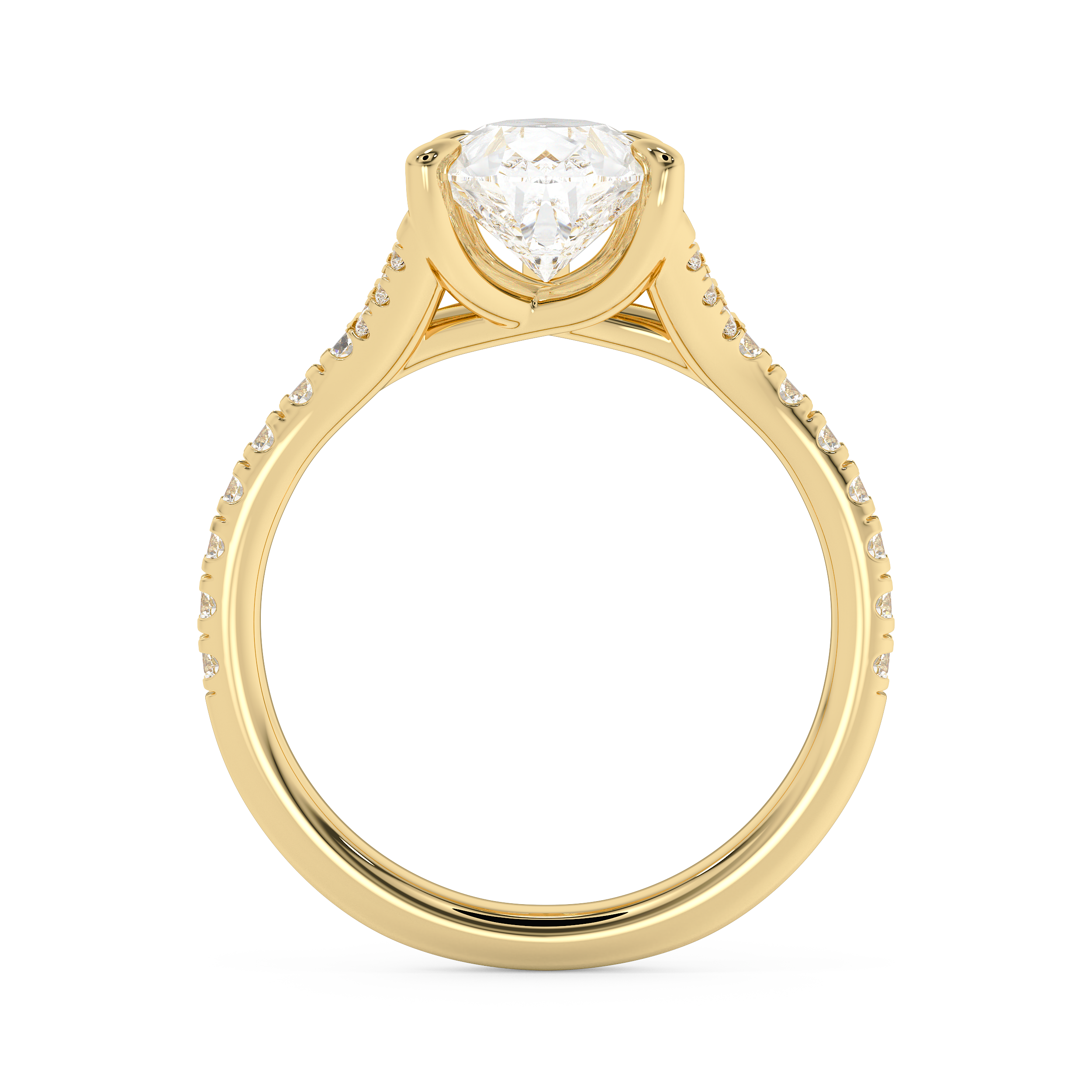 Pear Pave Split Shank Lab Grown Diamond Engagement Ring